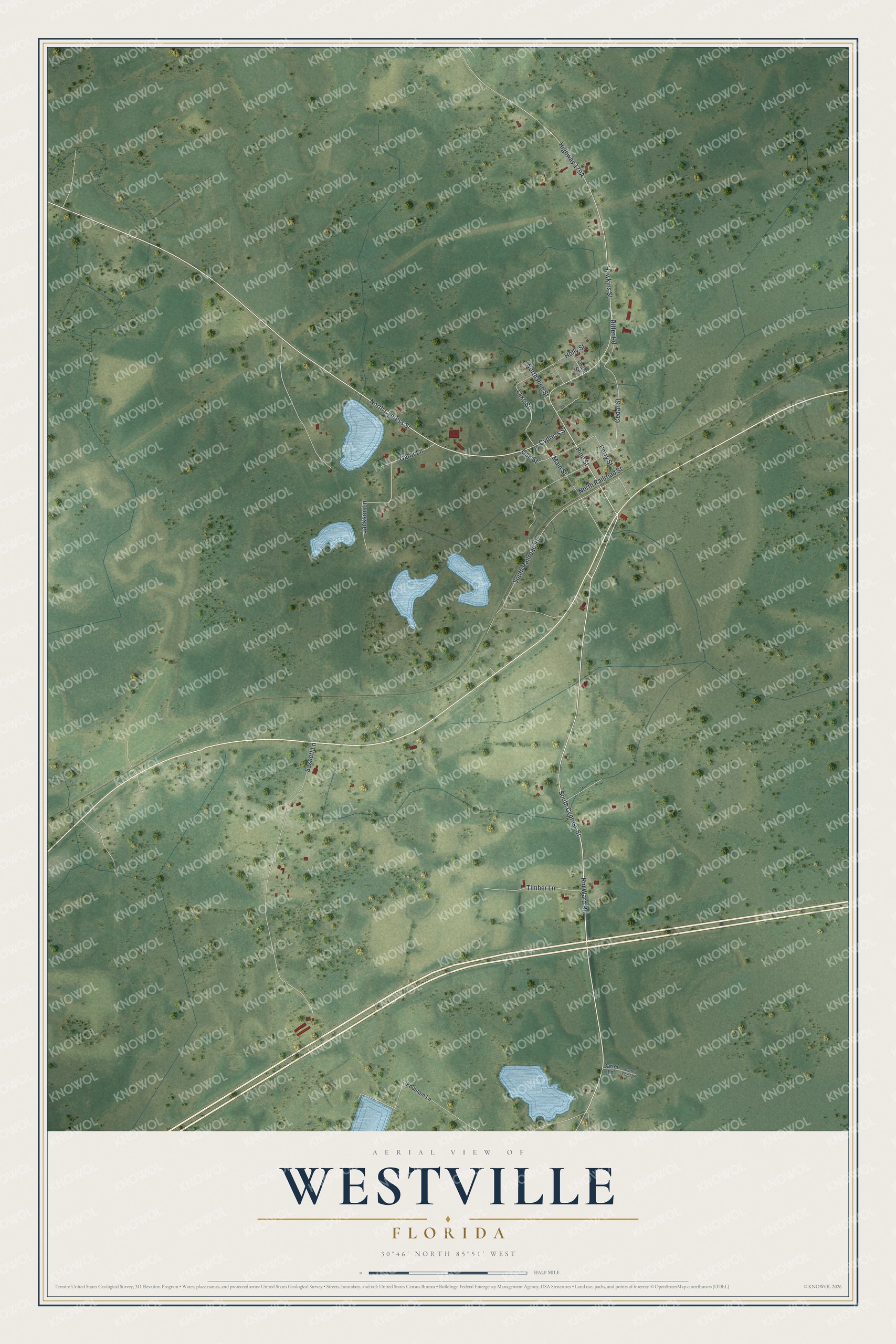 Watermarked full-map preview of Westville, Florida