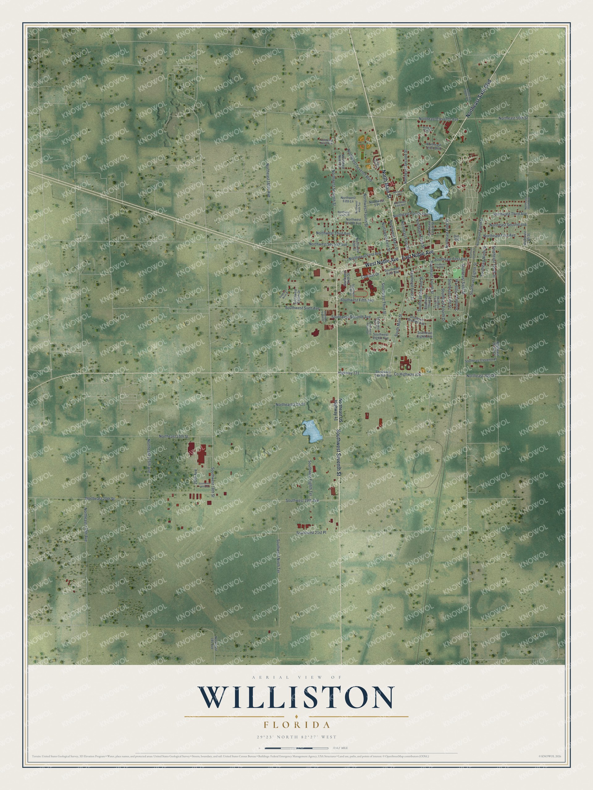 Watermarked full-map preview of Williston, Florida