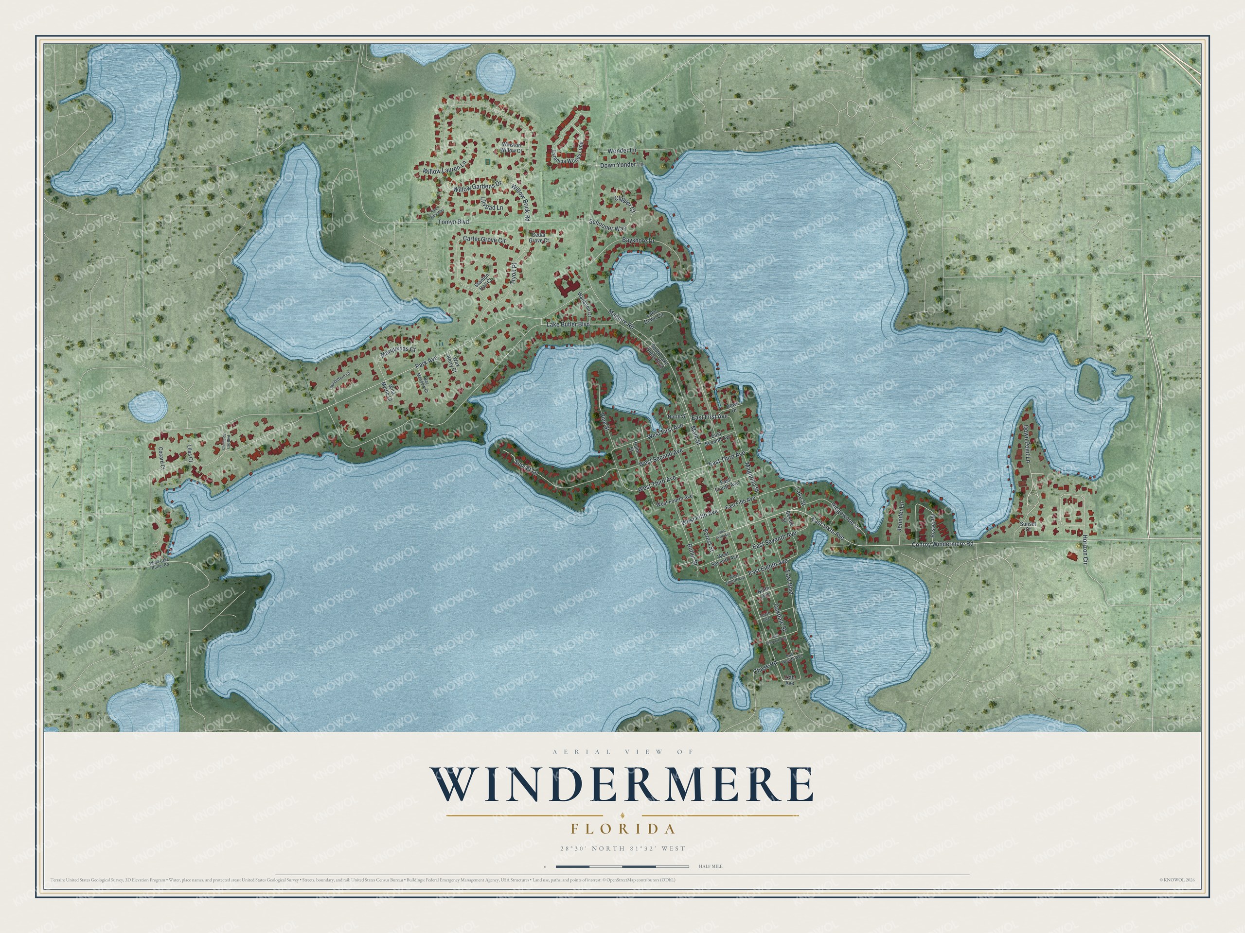 Watermarked full-map preview of Windermere, Florida