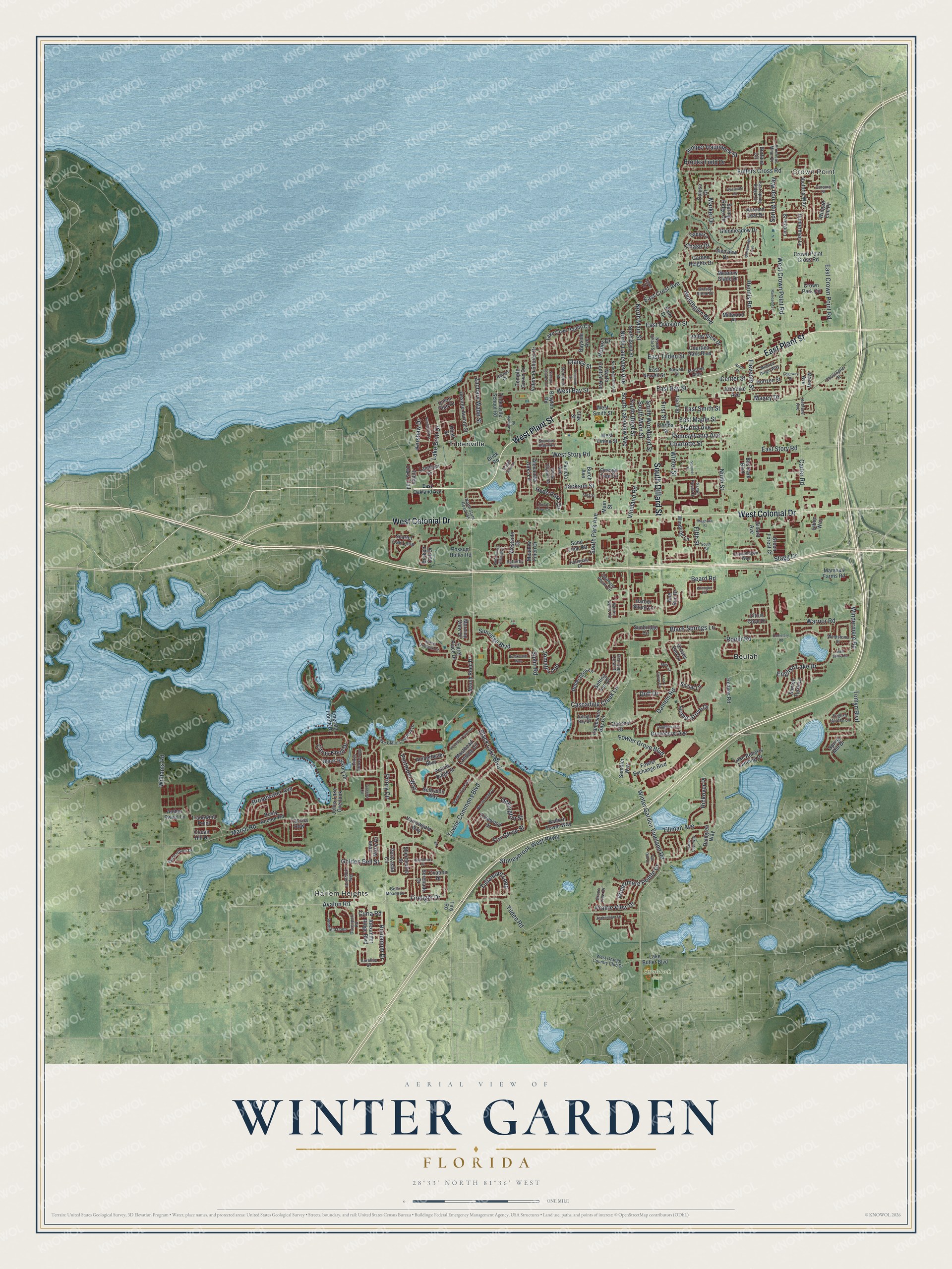 Watermarked full-map preview of Winter Garden, Florida