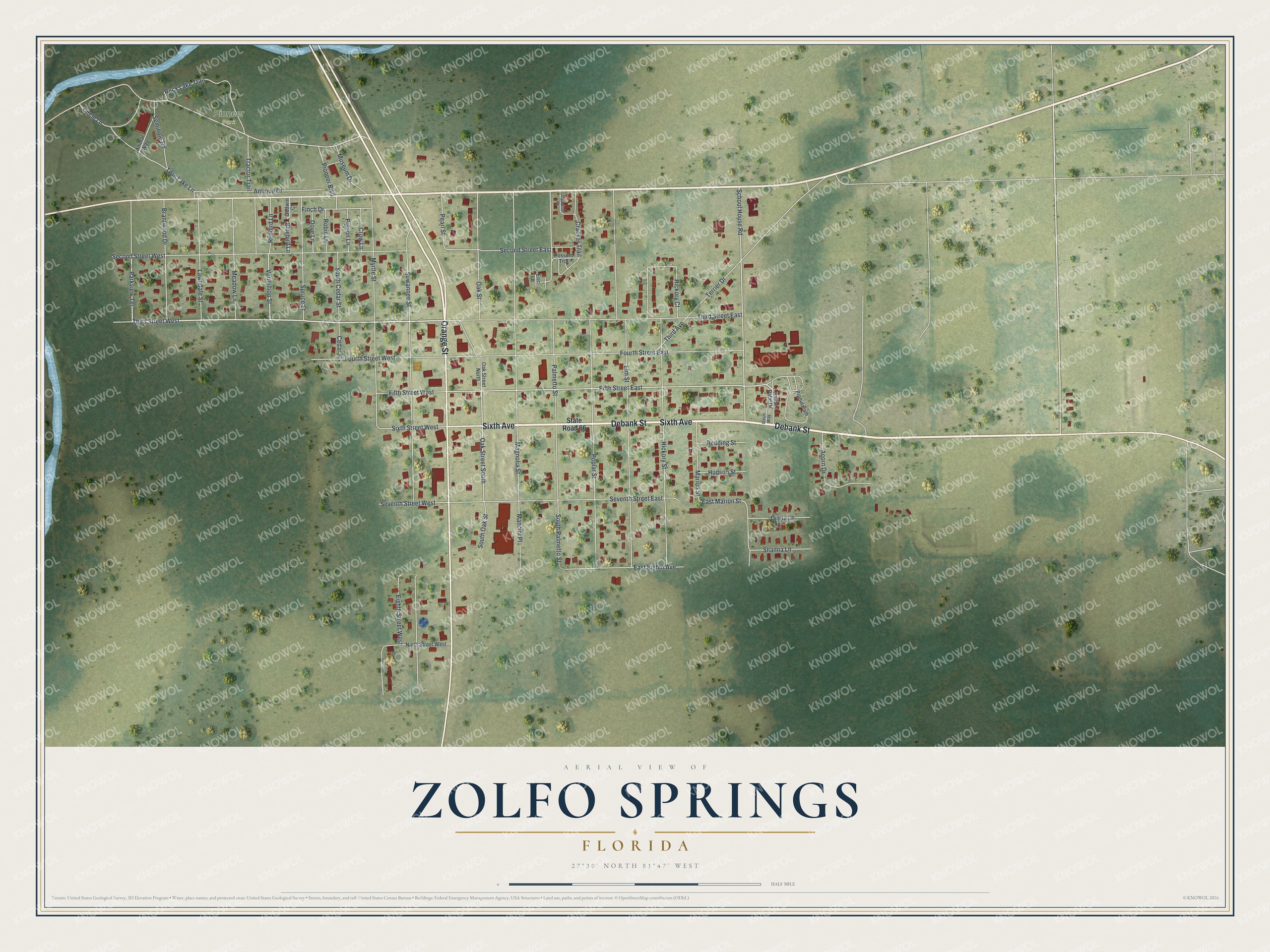 Watermarked full-map preview of Zolfo Springs, Florida