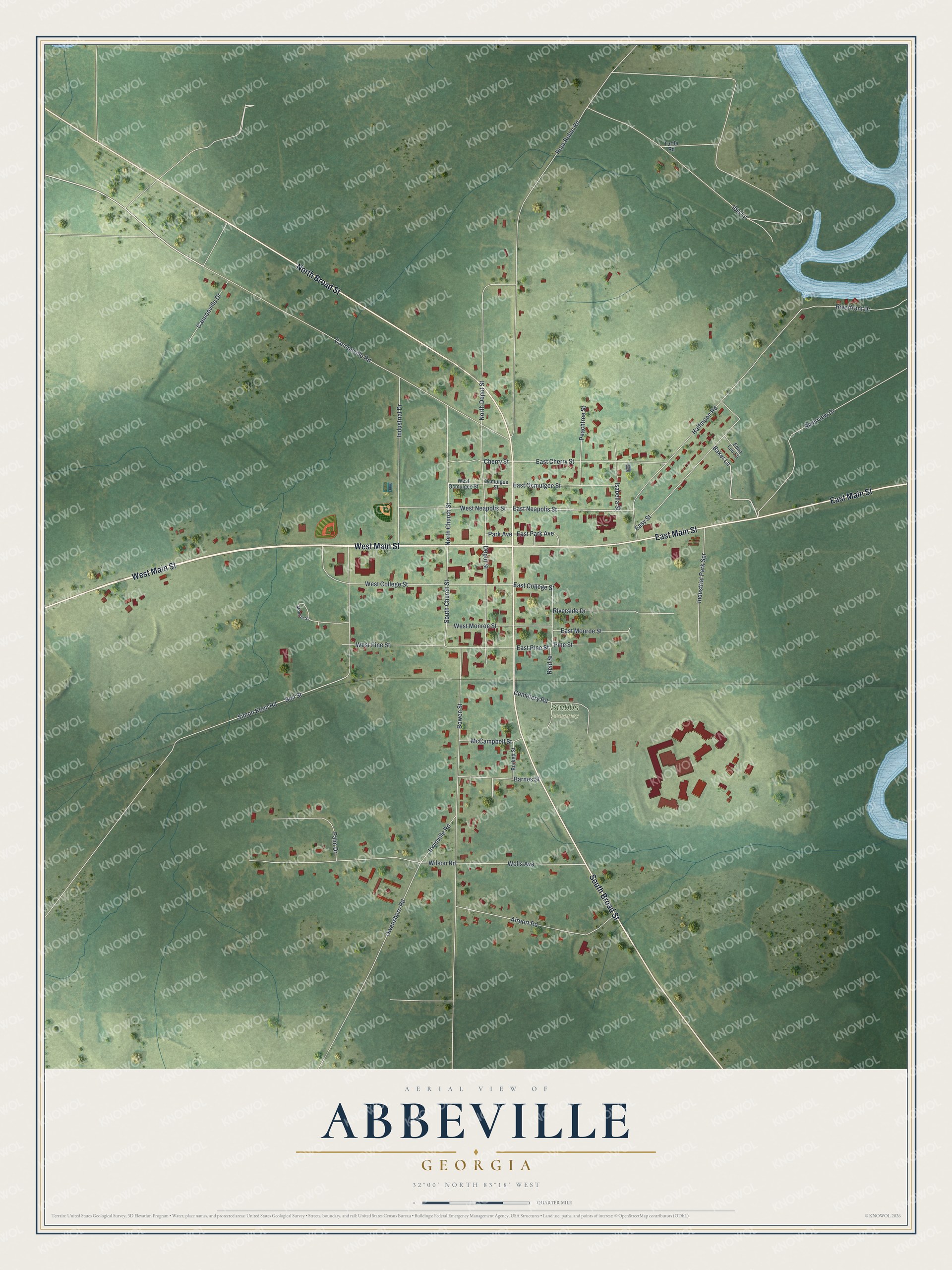Watermarked full-map preview of Abbeville, Georgia