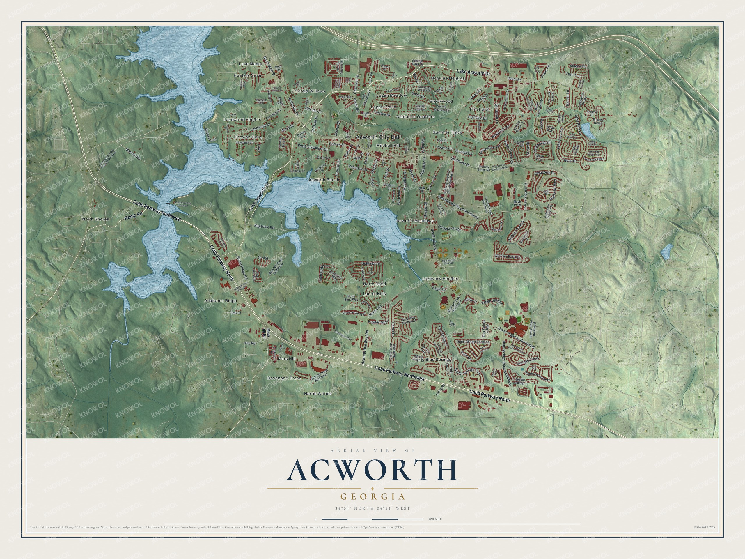 Watermarked full-map preview of Acworth, Georgia