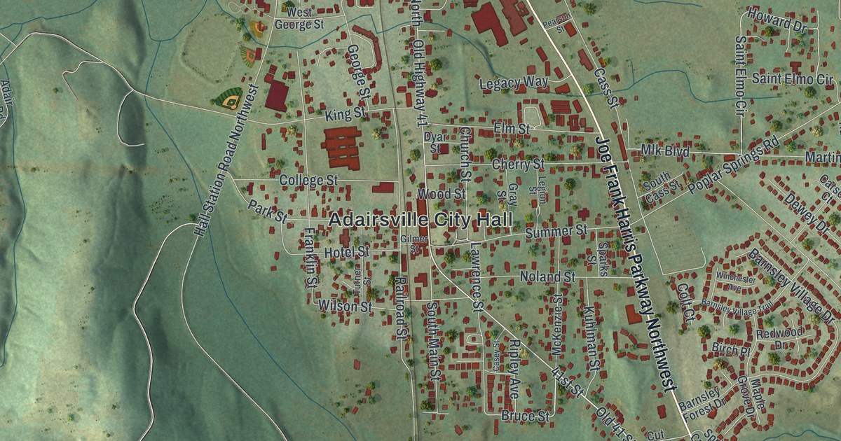 Map of Adairsville, Georgia