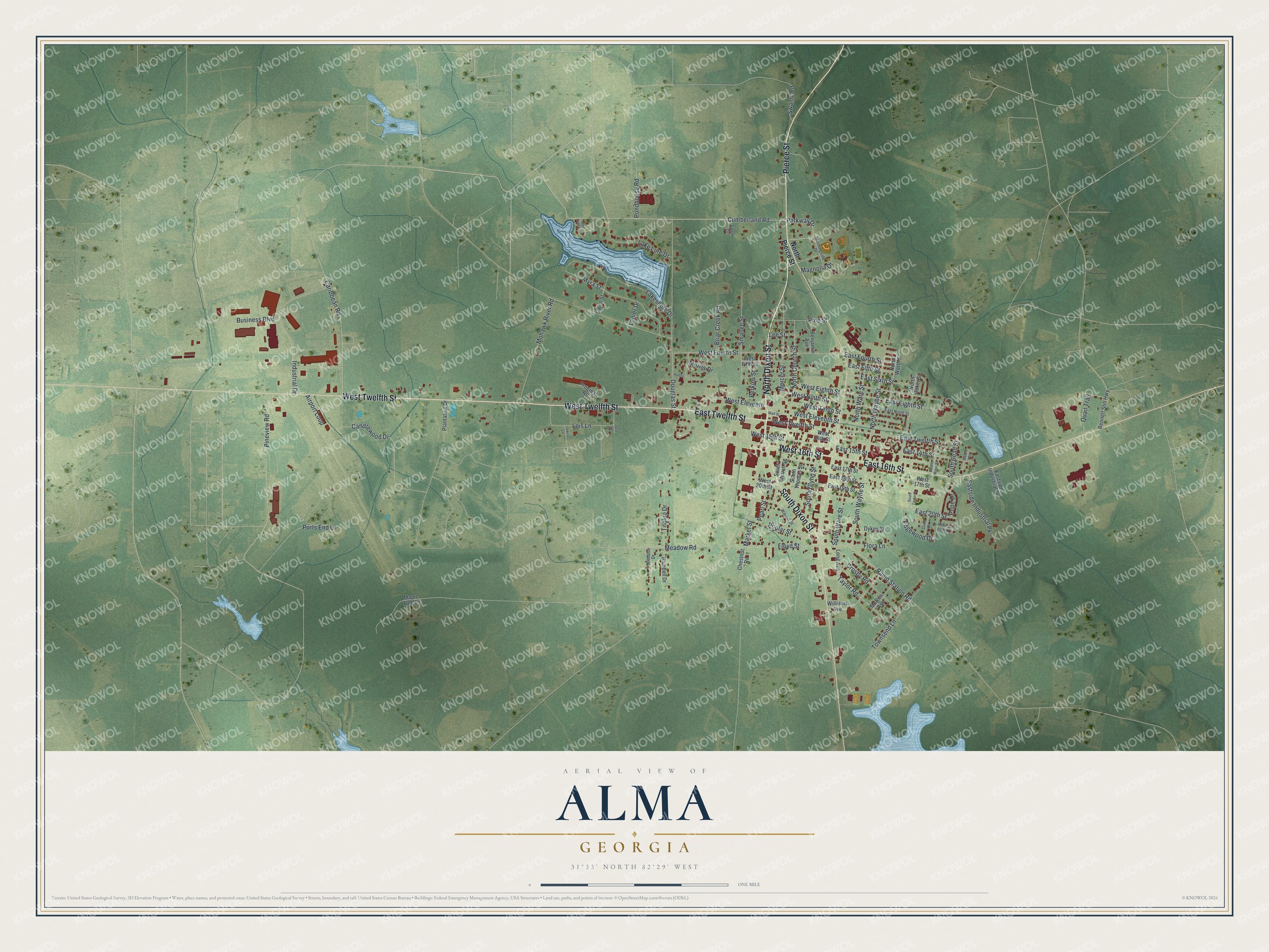 Watermarked full-map preview of Alma, Georgia