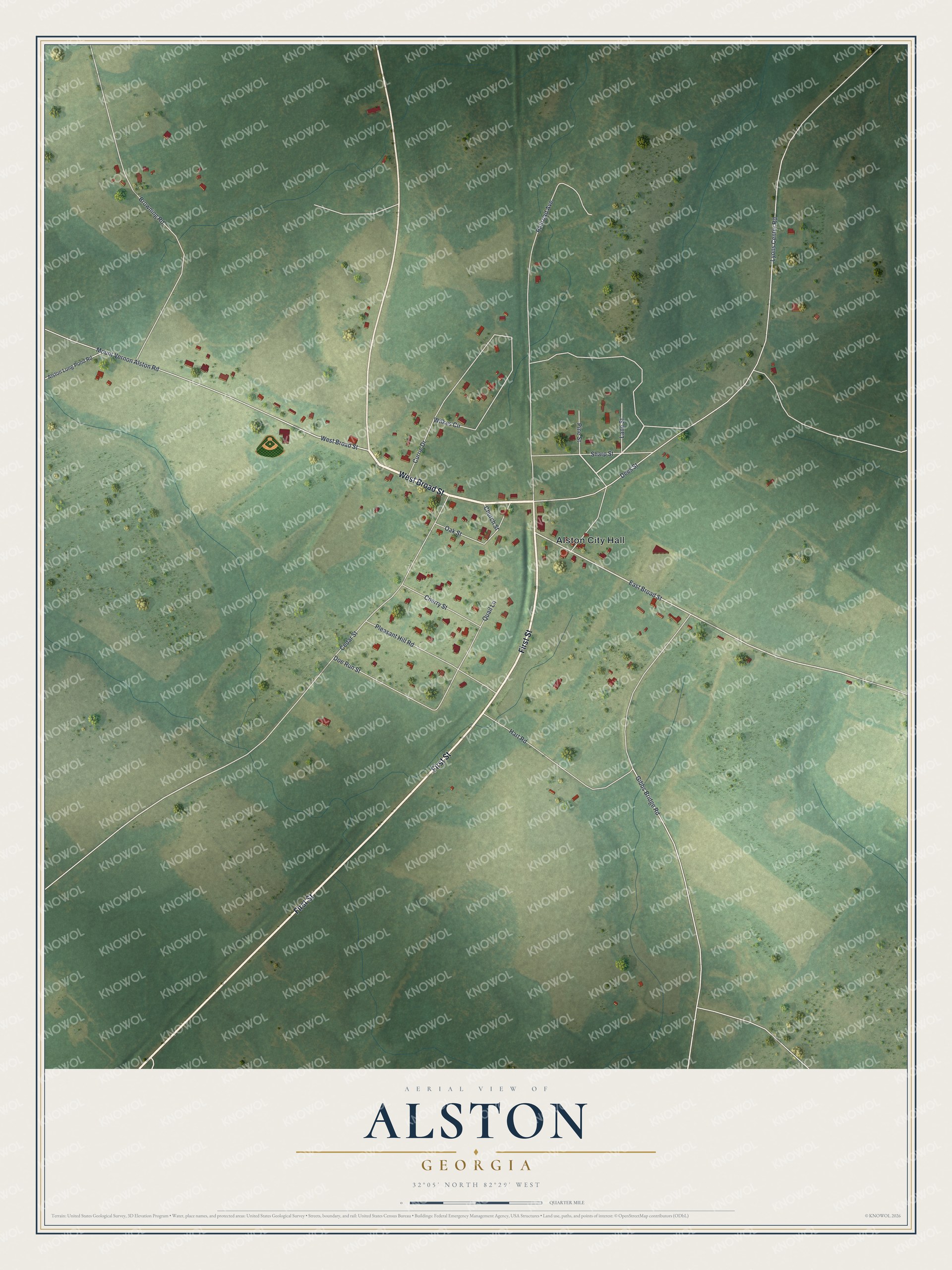 Watermarked full-map preview of Alston, Georgia