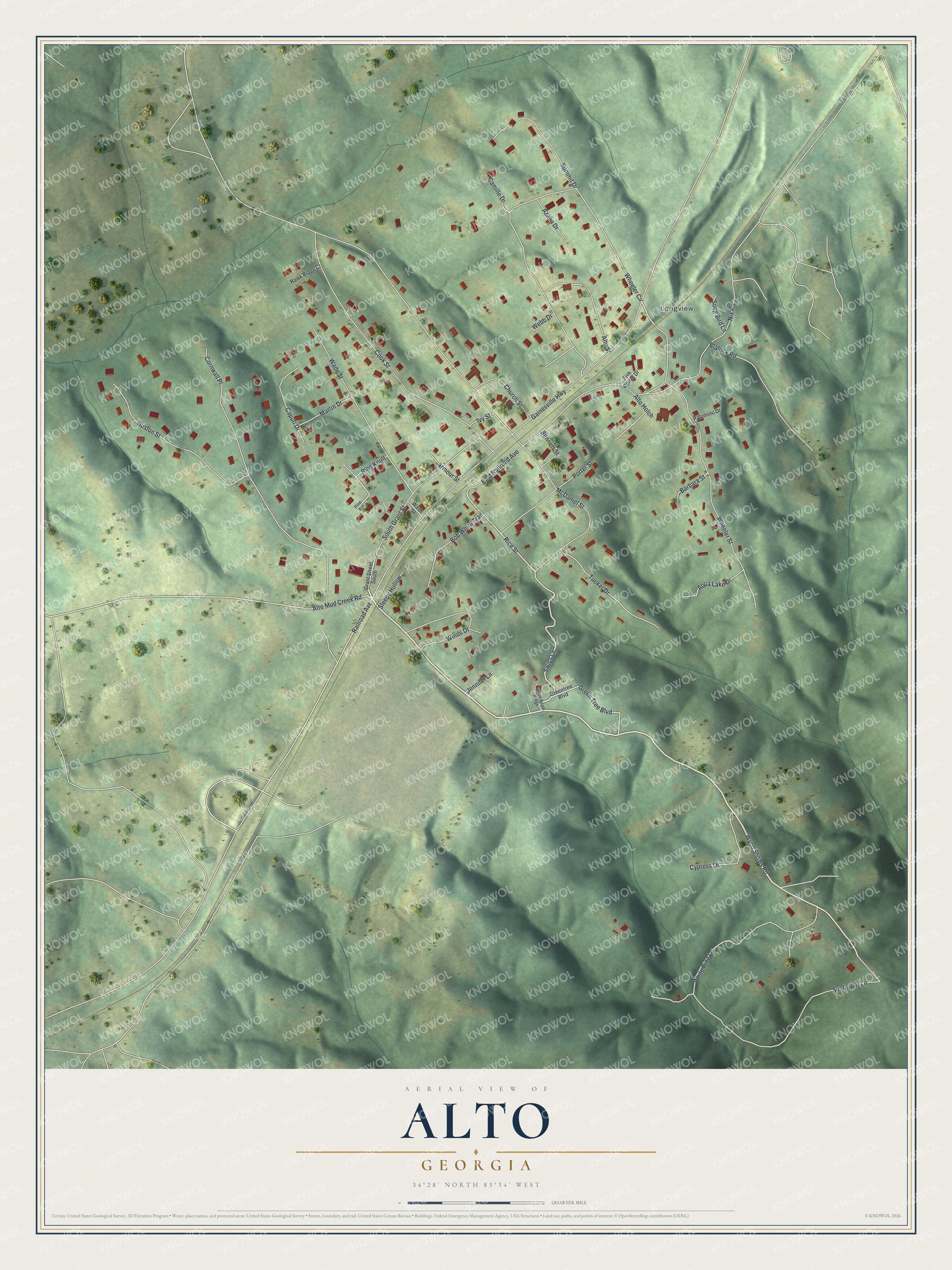Watermarked full-map preview of Alto, Georgia
