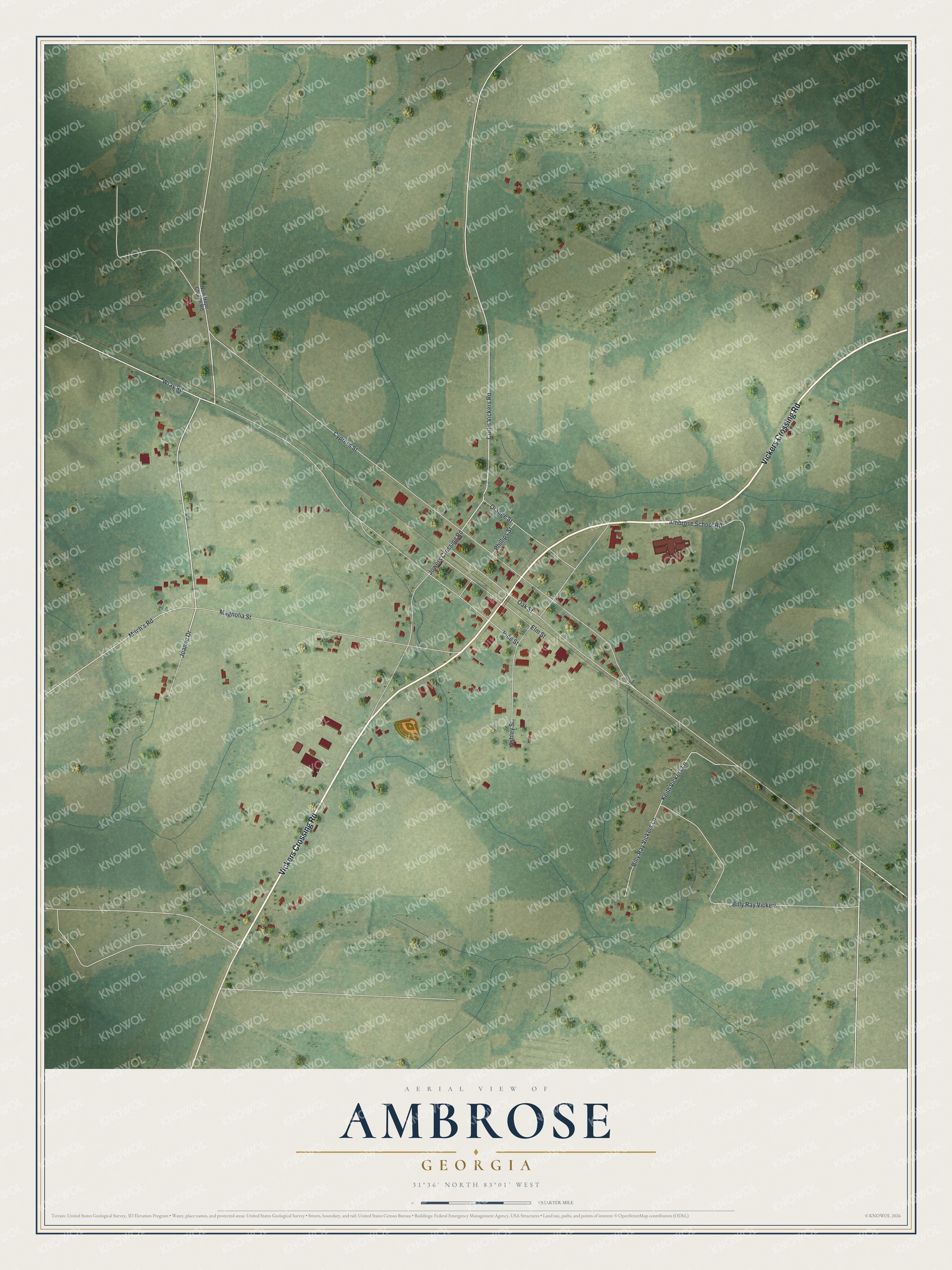 Watermarked full-map preview of Ambrose, Georgia