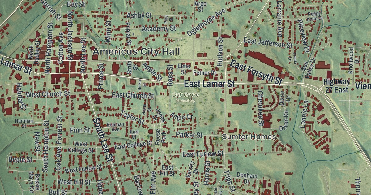 Map of Americus, Georgia