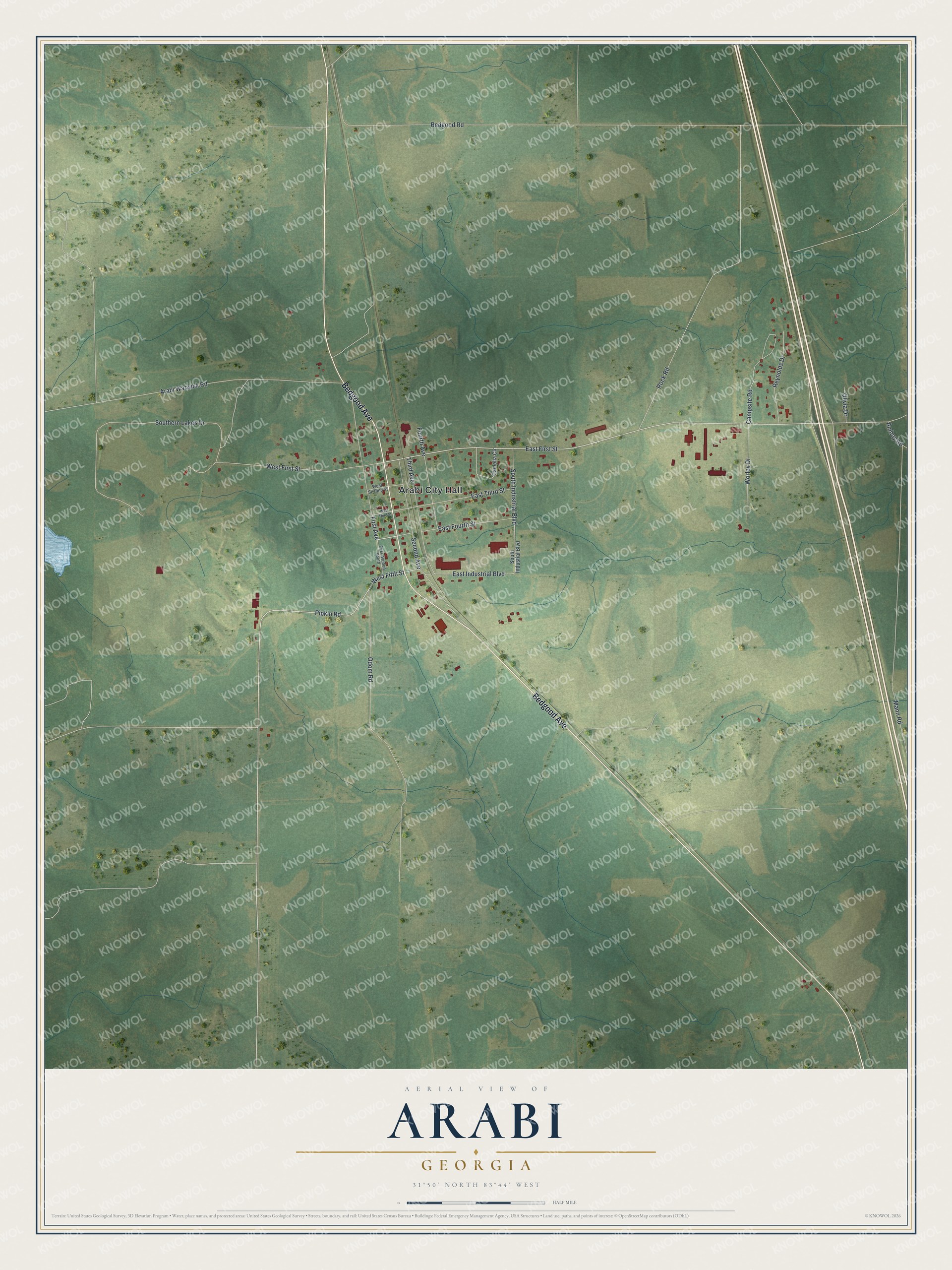 Watermarked full-map preview of Arabi, Georgia
