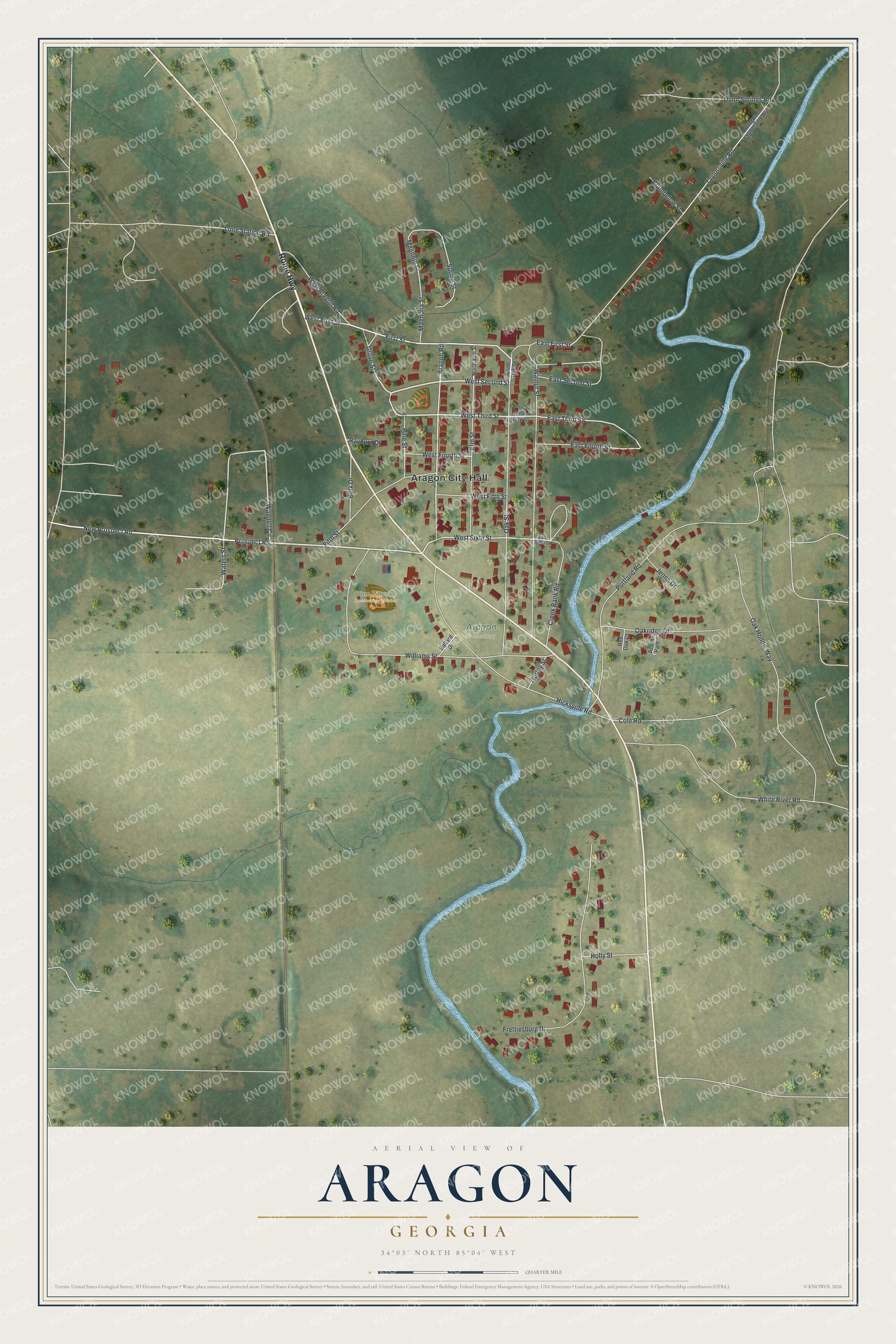 Watermarked full-map preview of Aragon, Georgia