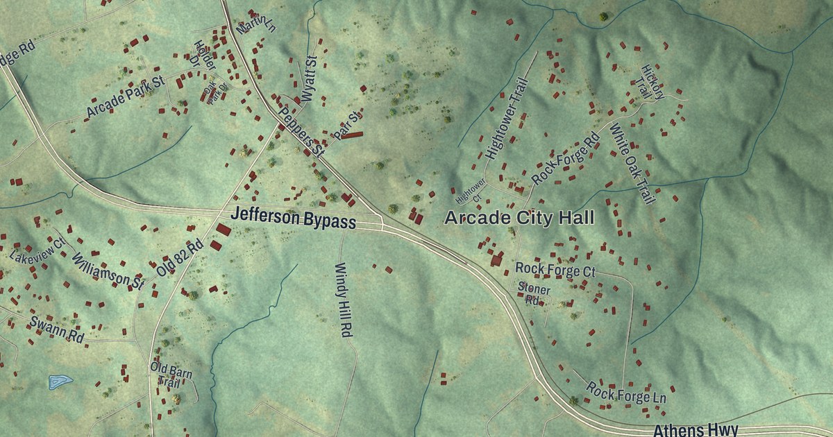 Map of Arcade, Georgia