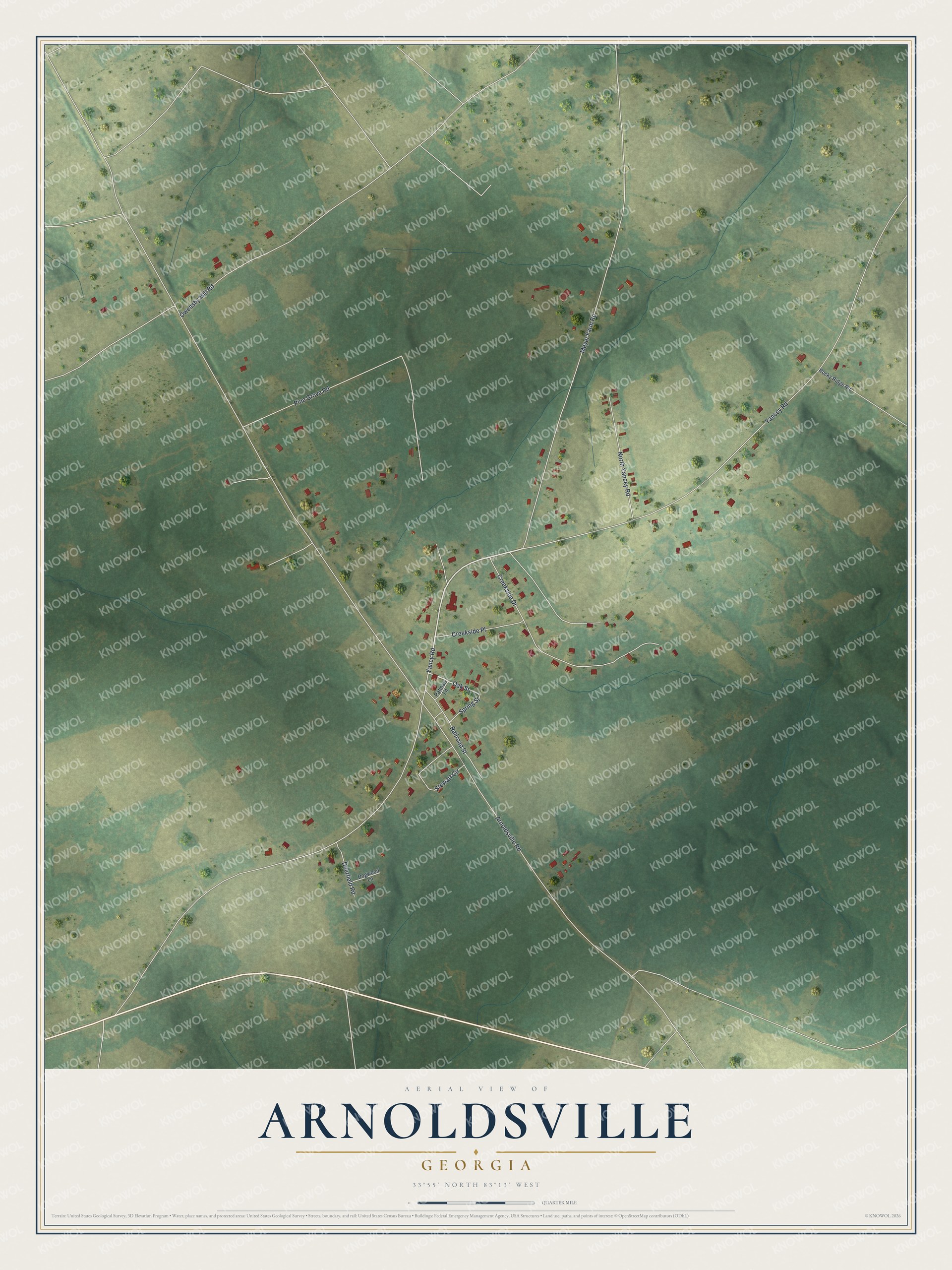 Watermarked full-map preview of Arnoldsville, Georgia