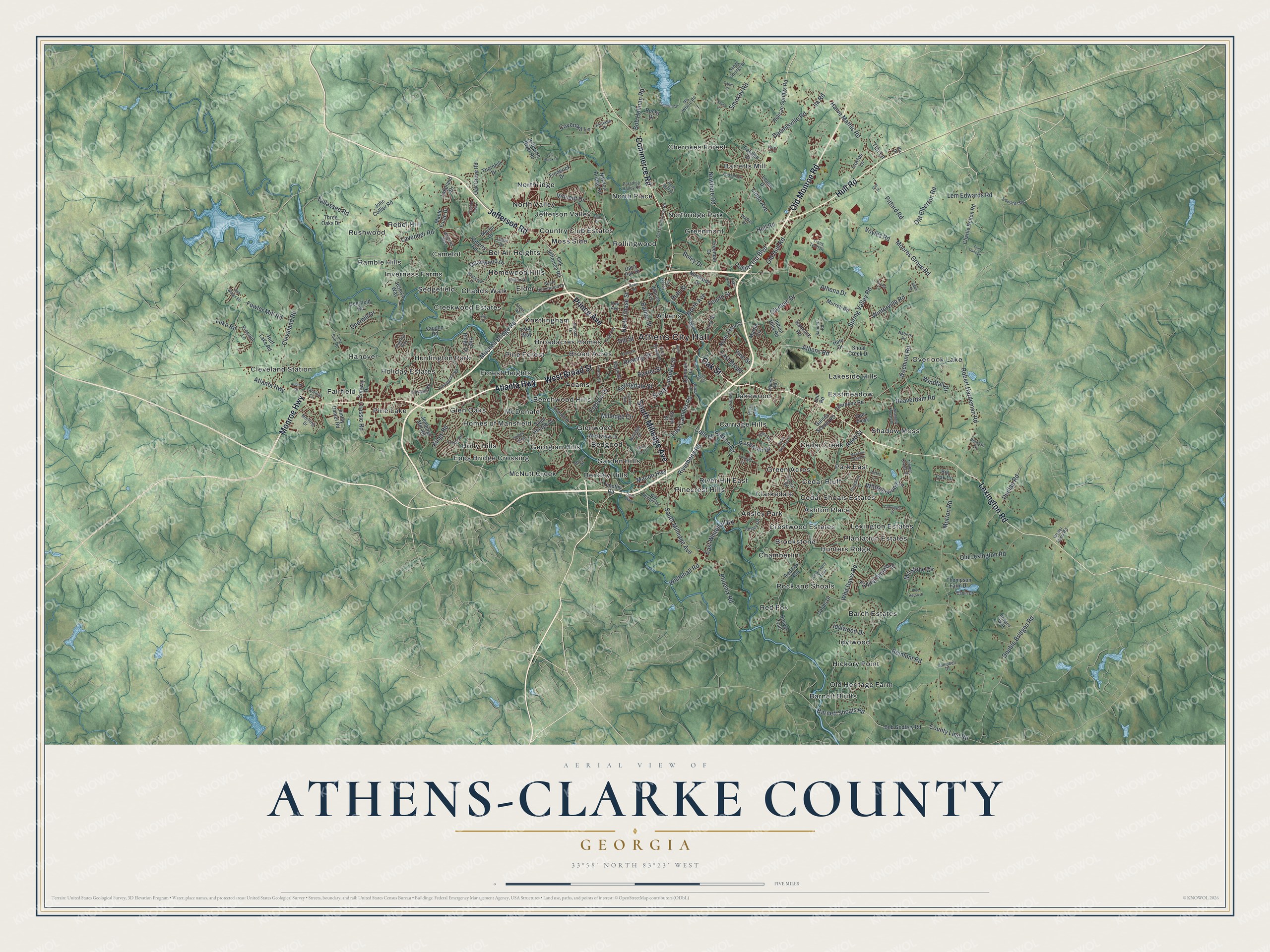 Watermarked full-map preview of Athens-Clarke County, Georgia
