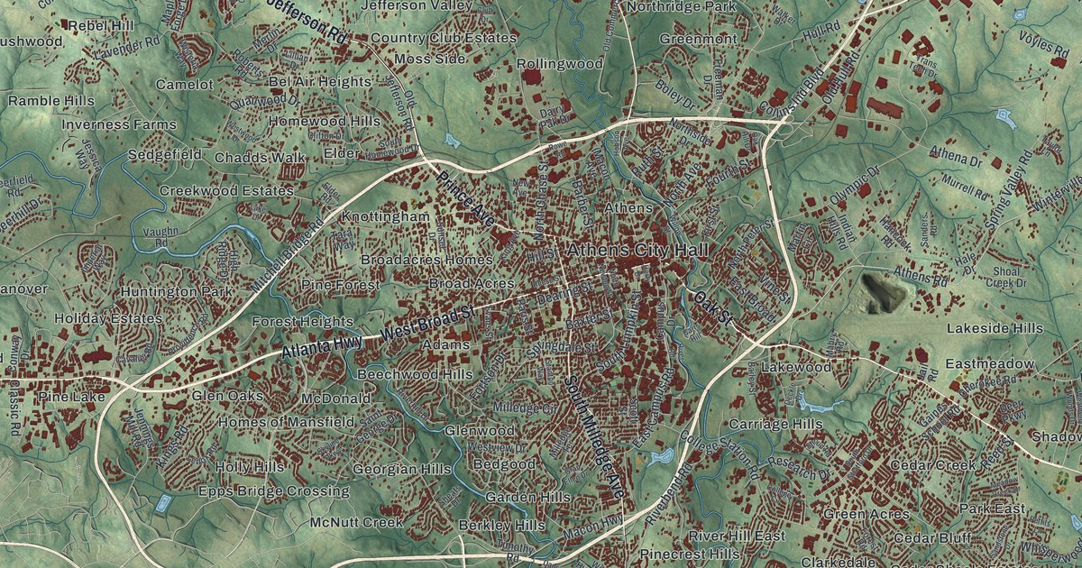Map of Athens-Clarke County, Georgia