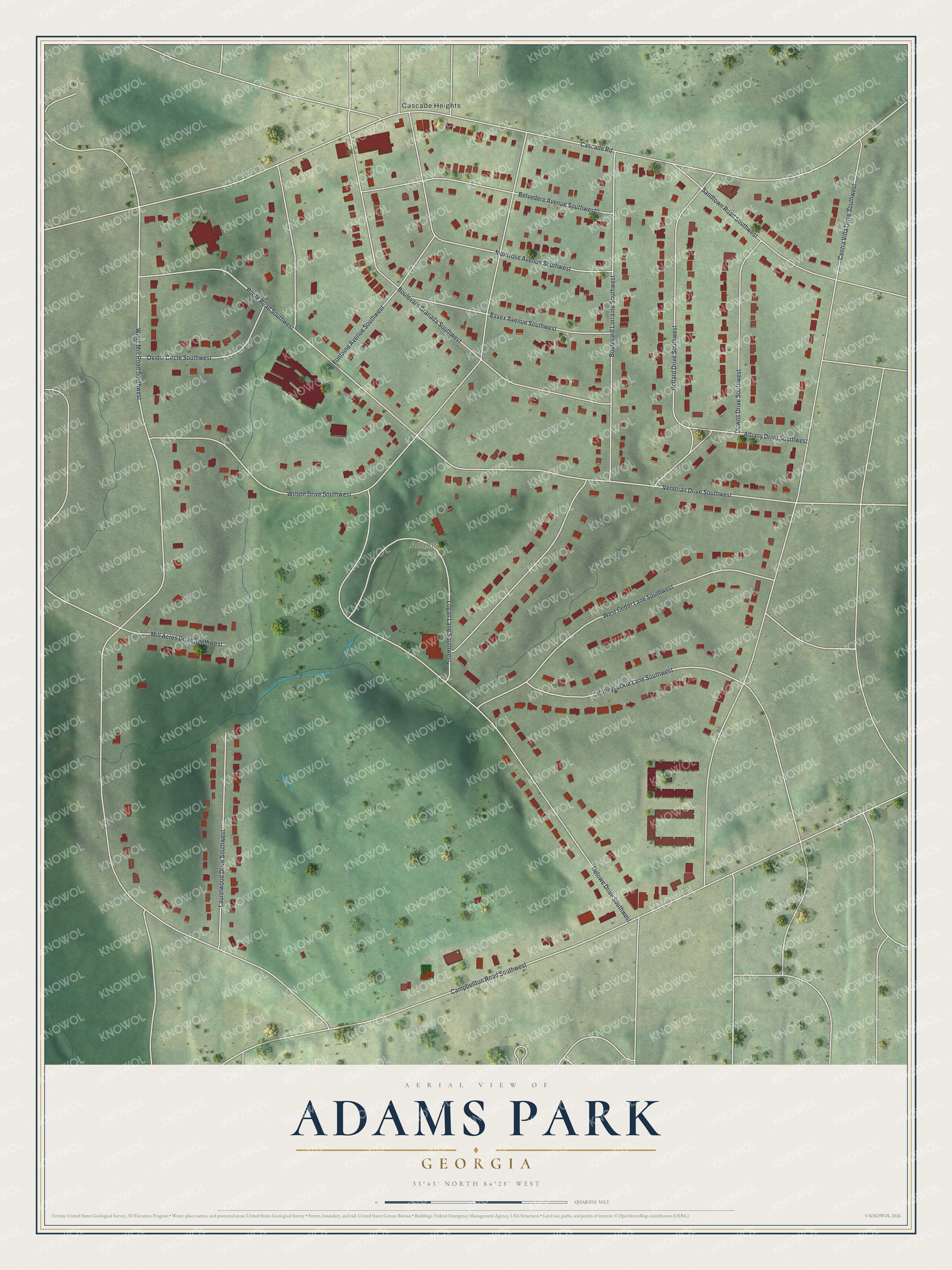 Watermarked full-map preview of Adams Park, Georgia