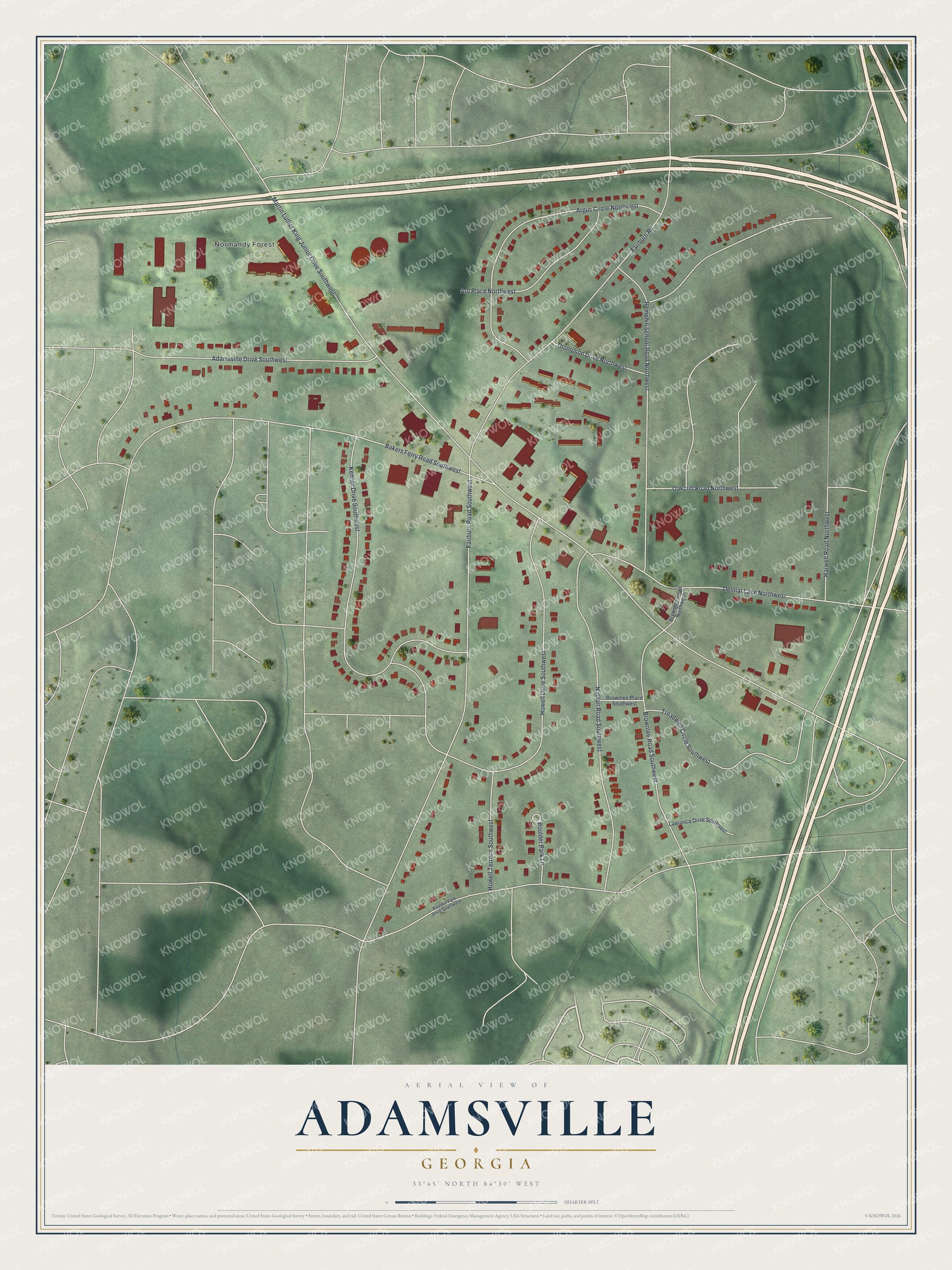 Watermarked full-map preview of Adamsville, Georgia