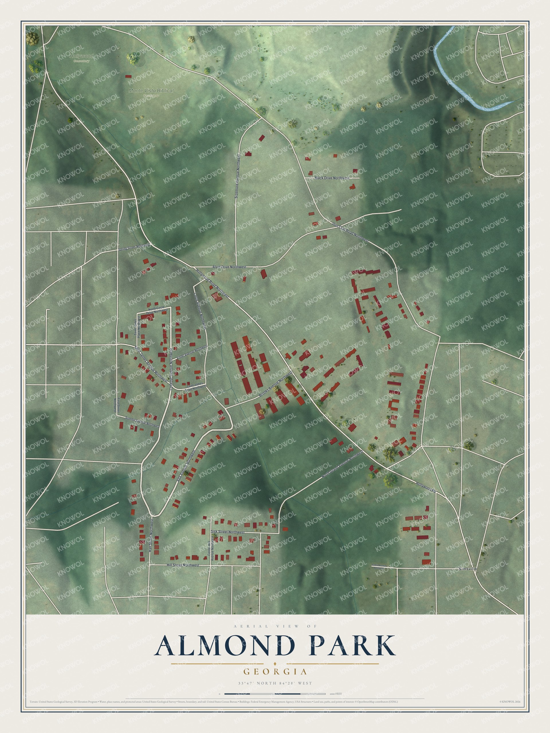 Watermarked full-map preview of Almond Park, Georgia