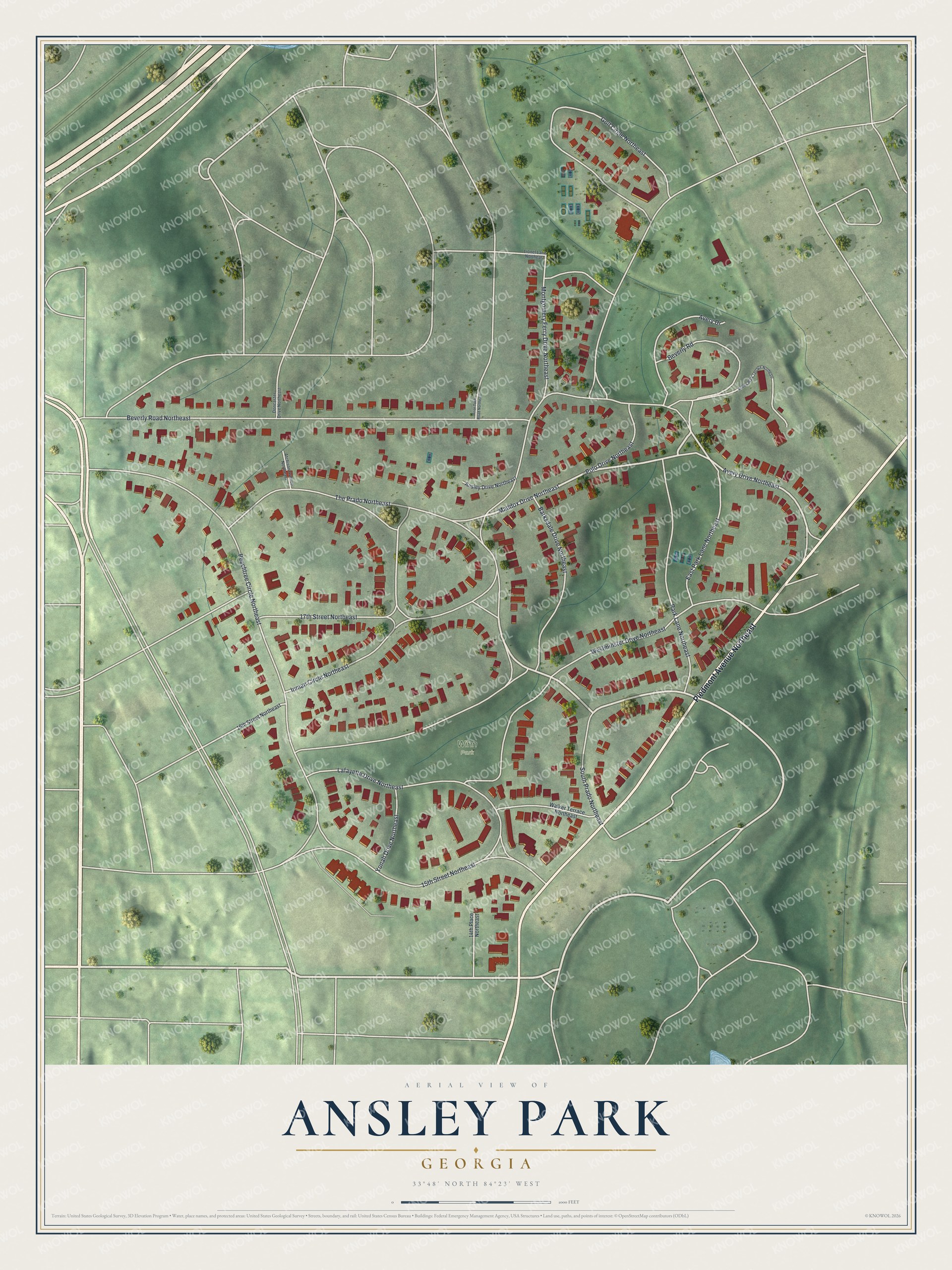 Watermarked full-map preview of Ansley Park, Georgia