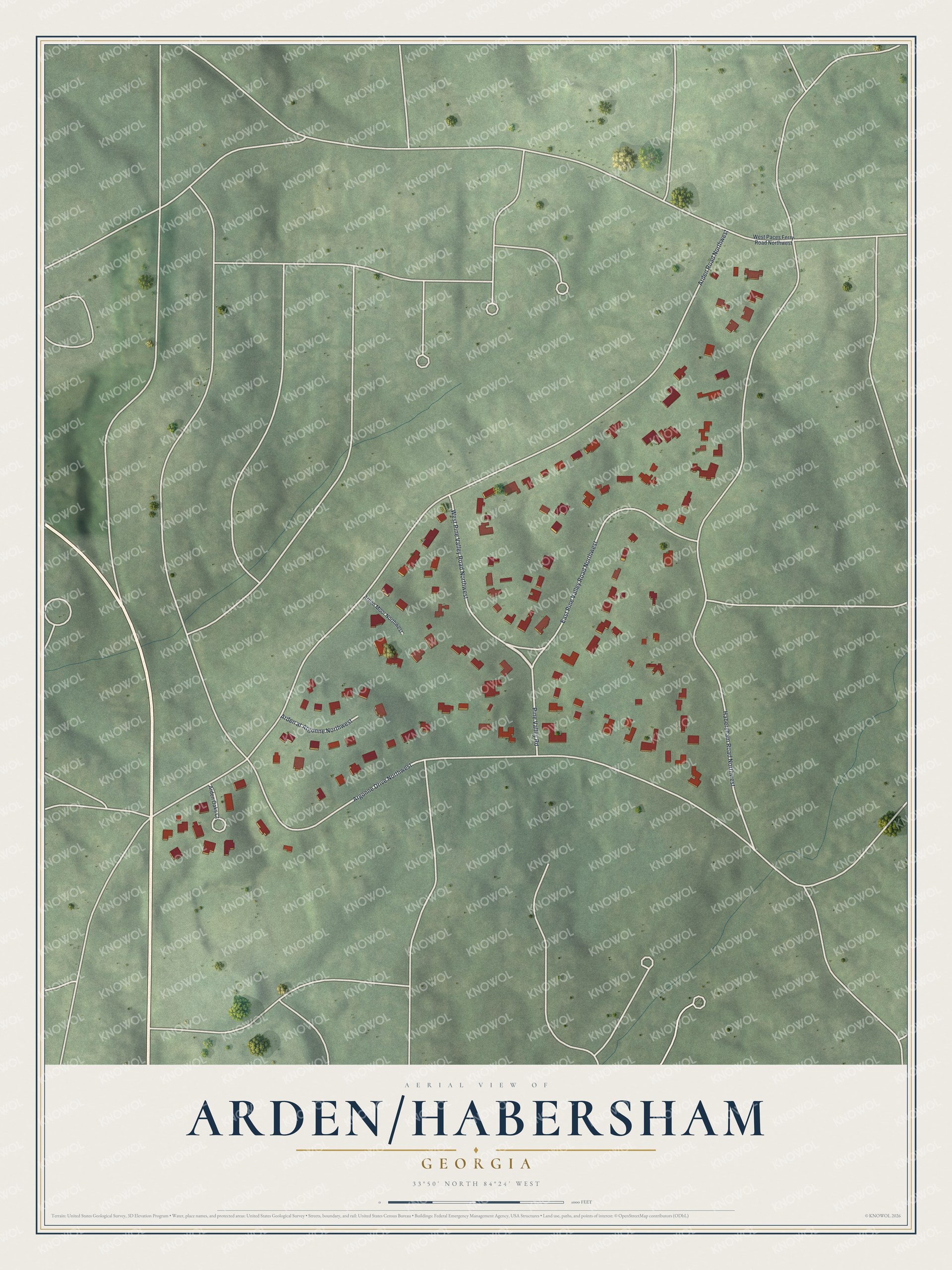 Watermarked full-map preview of Arden-Habersham, Georgia