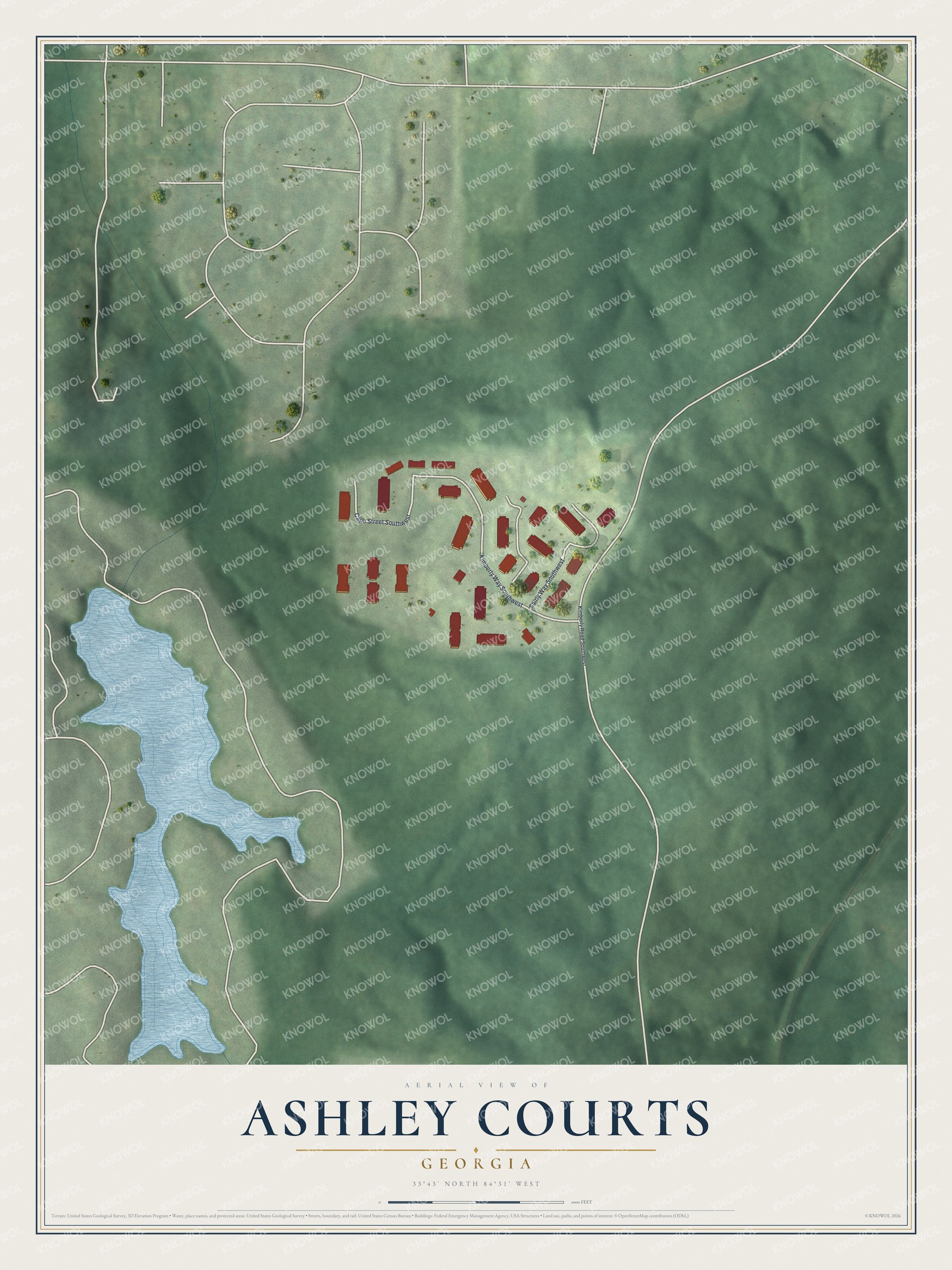 Watermarked full-map preview of Ashley Courts, Georgia