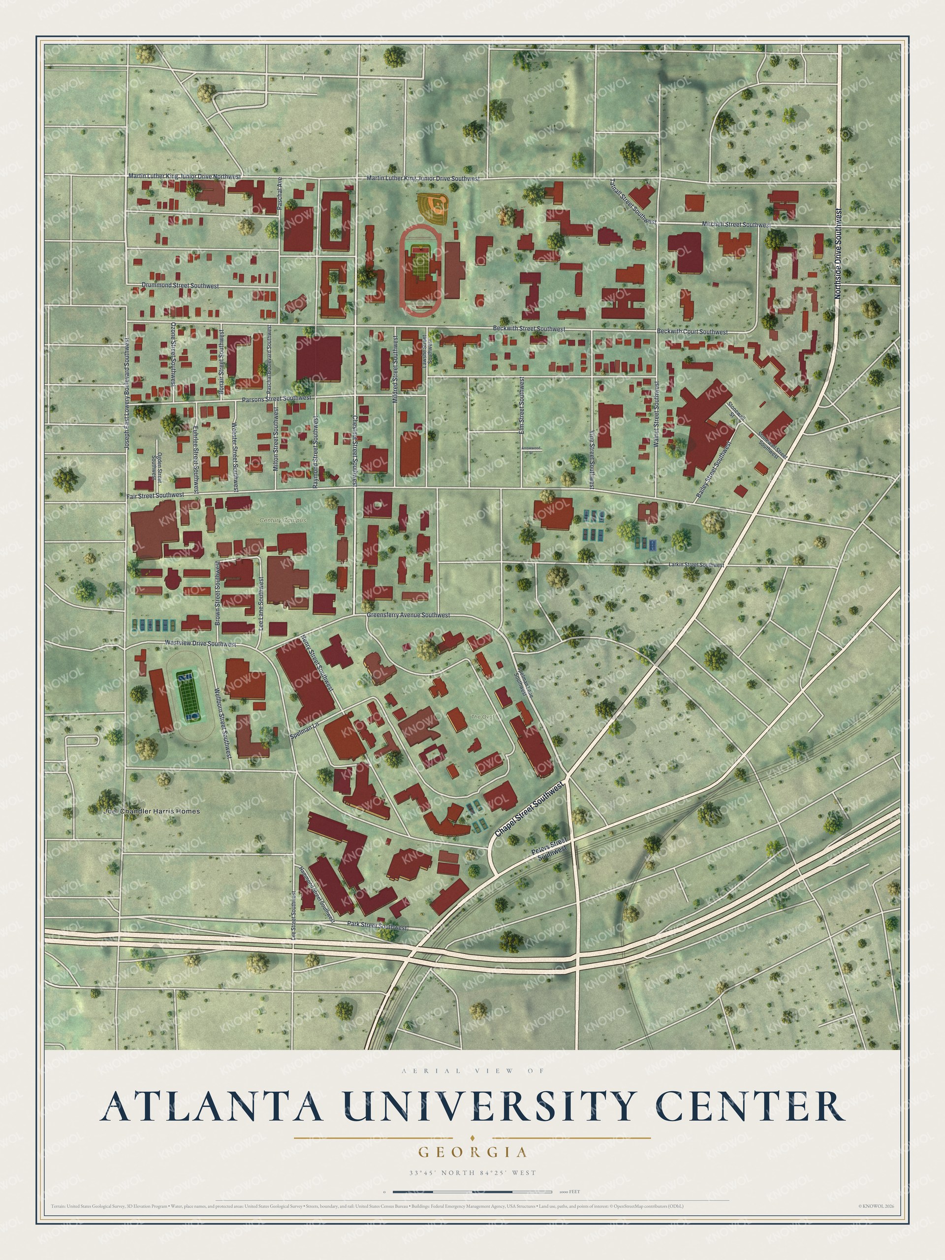 Watermarked full-map preview of Atlanta University Center, Georgia