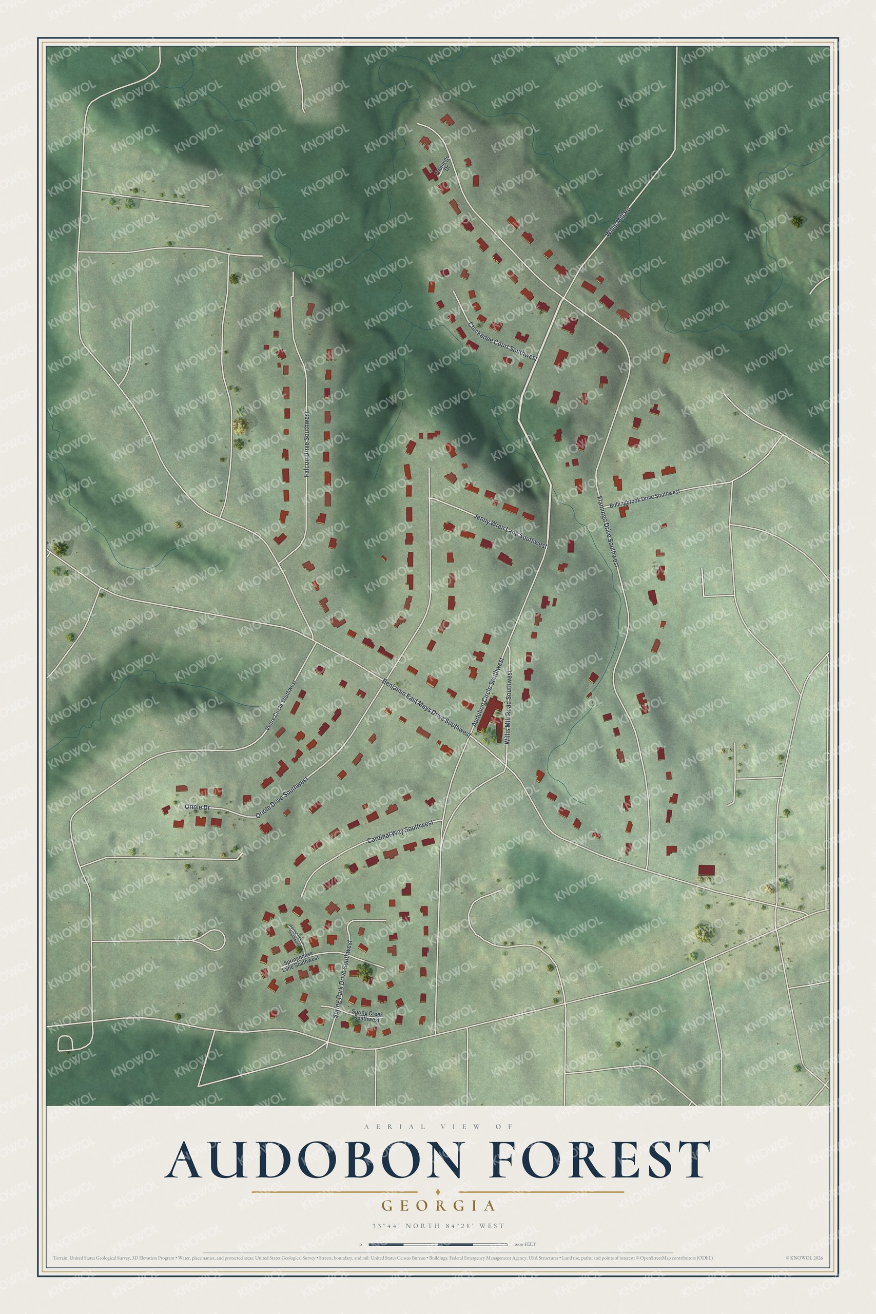 Watermarked full-map preview of Audobon Forest, Georgia