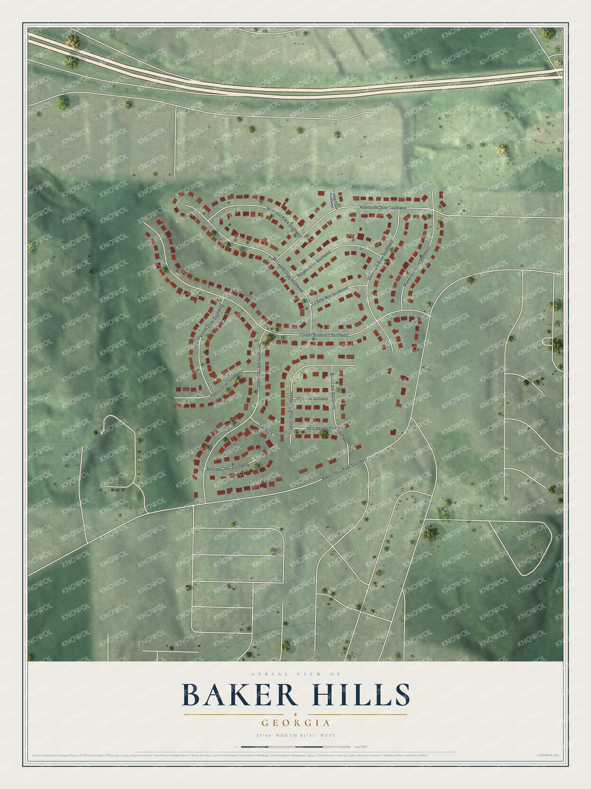 Watermarked full-map preview of Baker Hills, Georgia