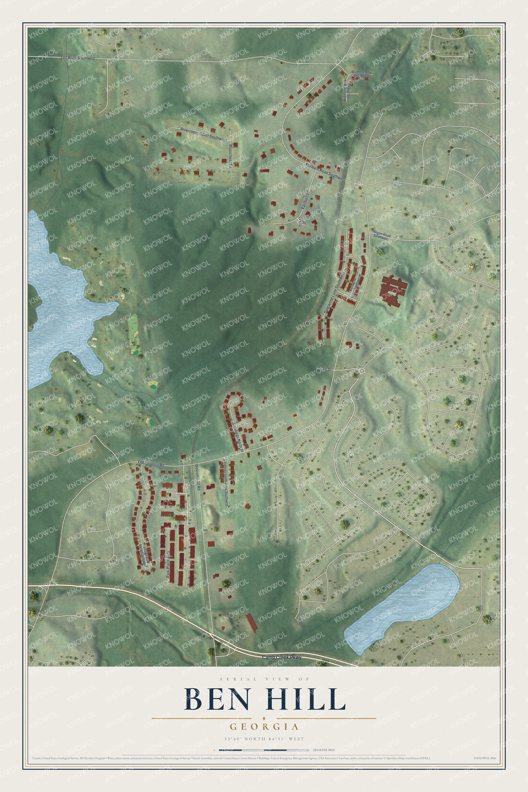 Watermarked full-map preview of Ben Hill, Georgia