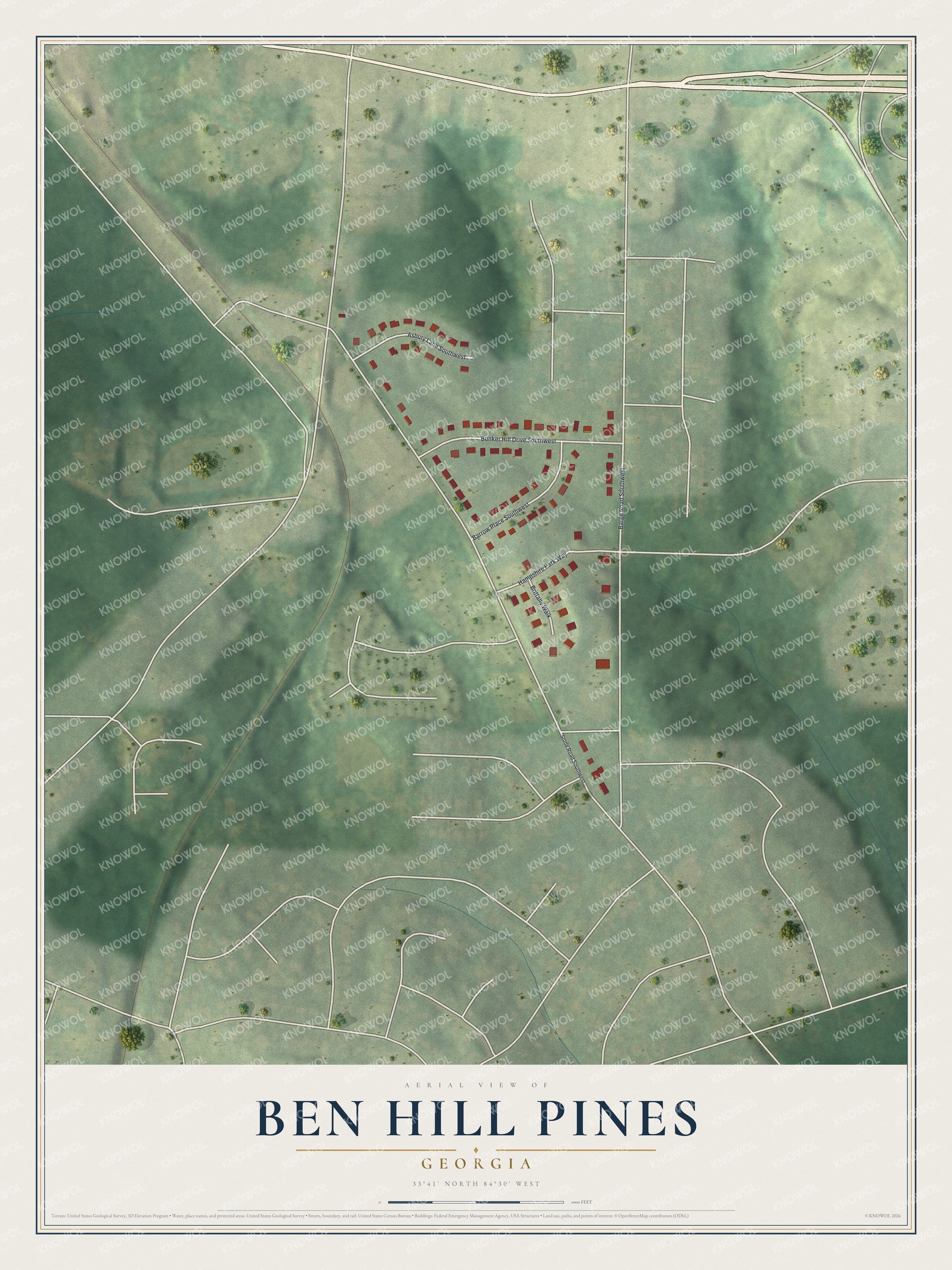 Watermarked full-map preview of Ben Hill Pines, Georgia