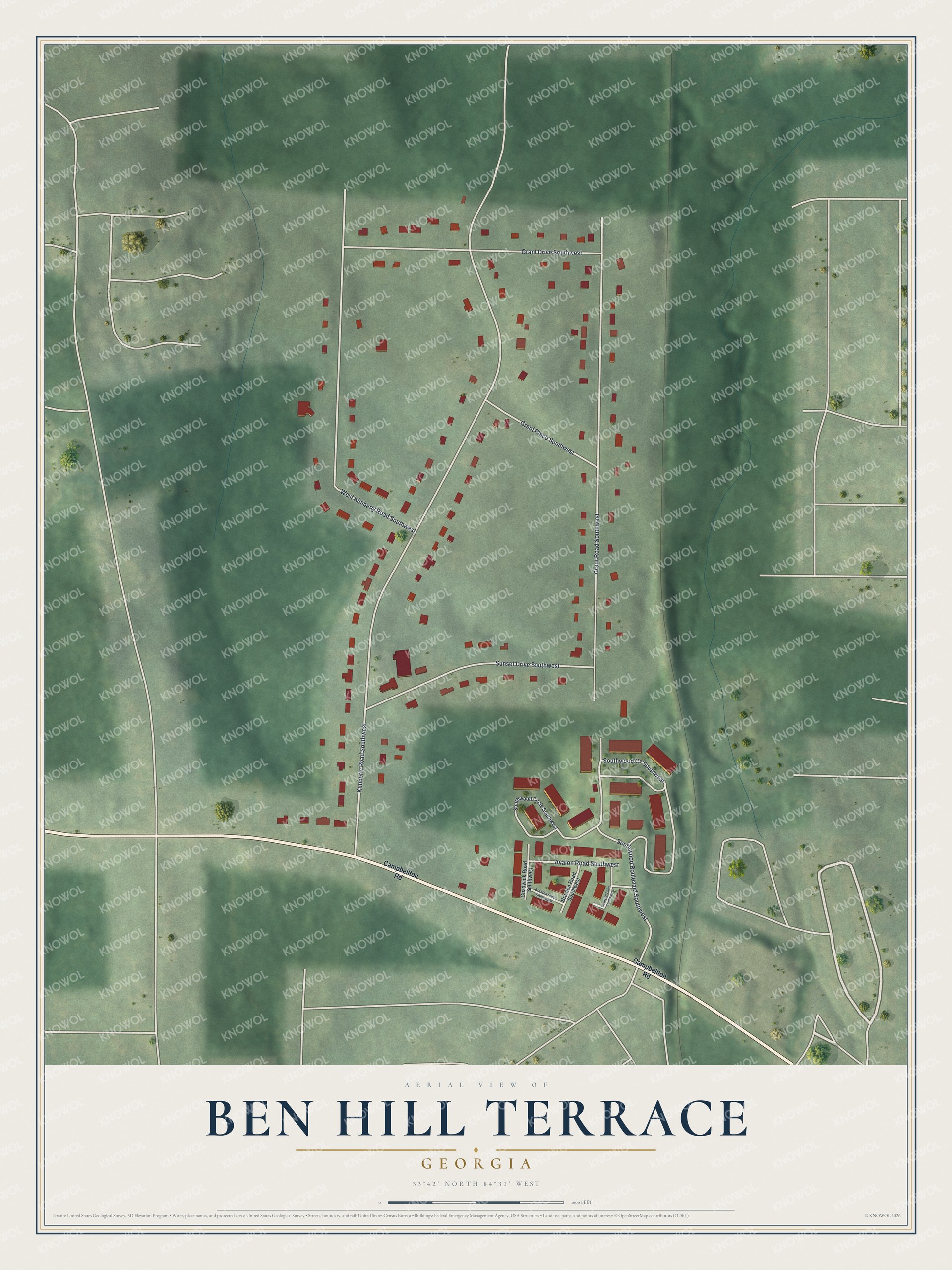 Watermarked full-map preview of Ben Hill Terrace, Georgia