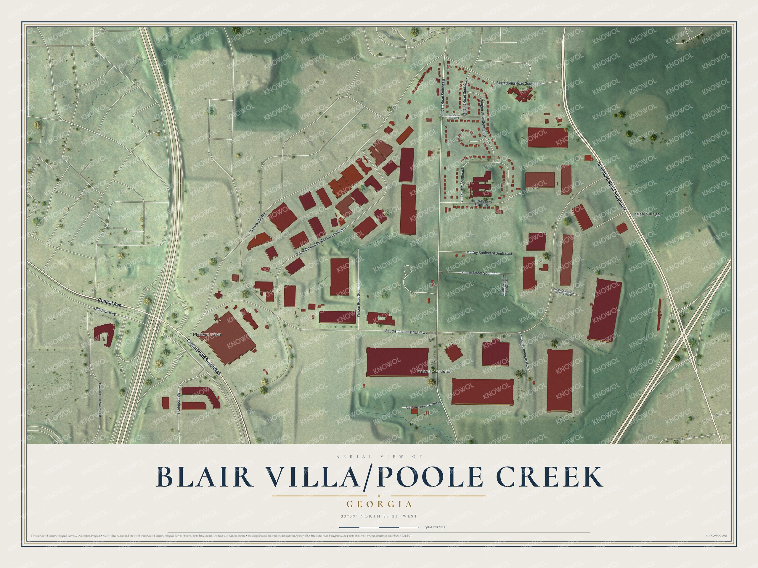 Watermarked full-map preview of Blair Villa-Poole Creek, Georgia