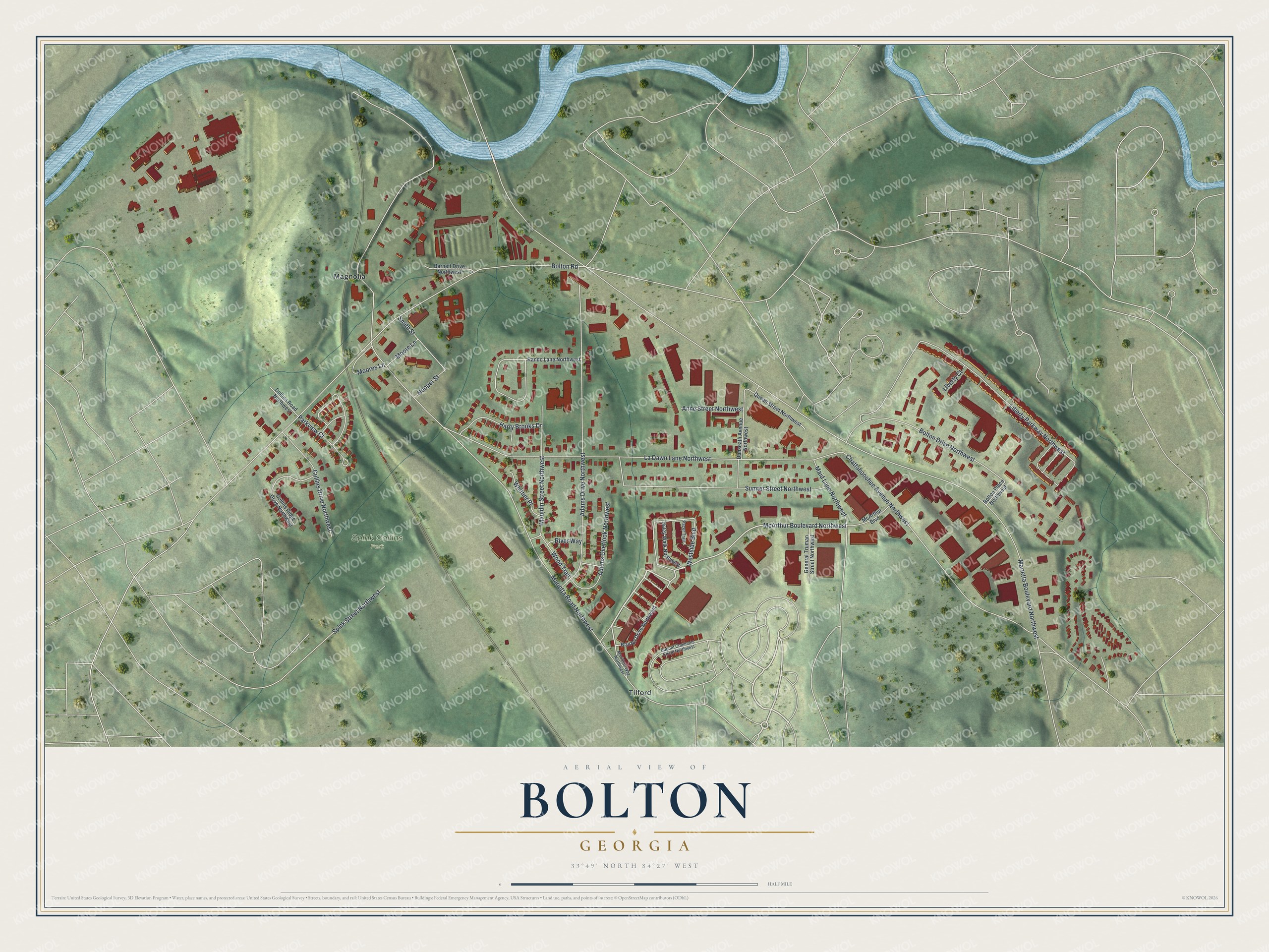 Watermarked full-map preview of Bolton, Georgia