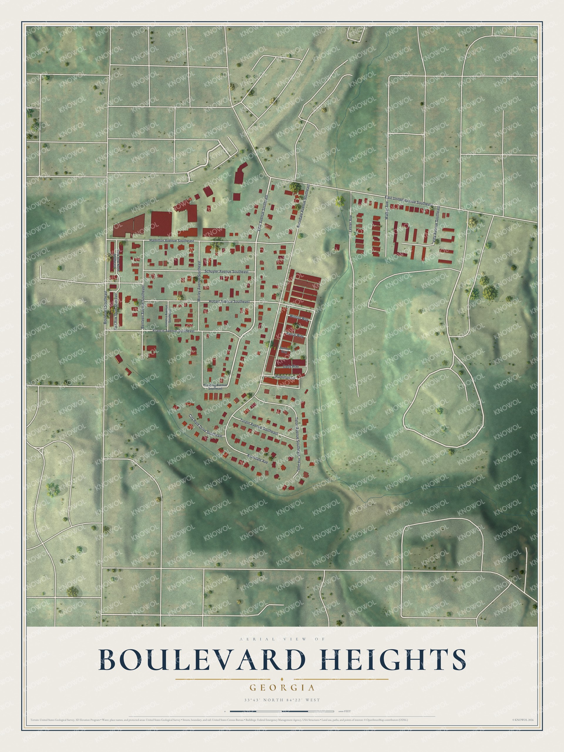 Watermarked full-map preview of Boulevard Heights, Georgia