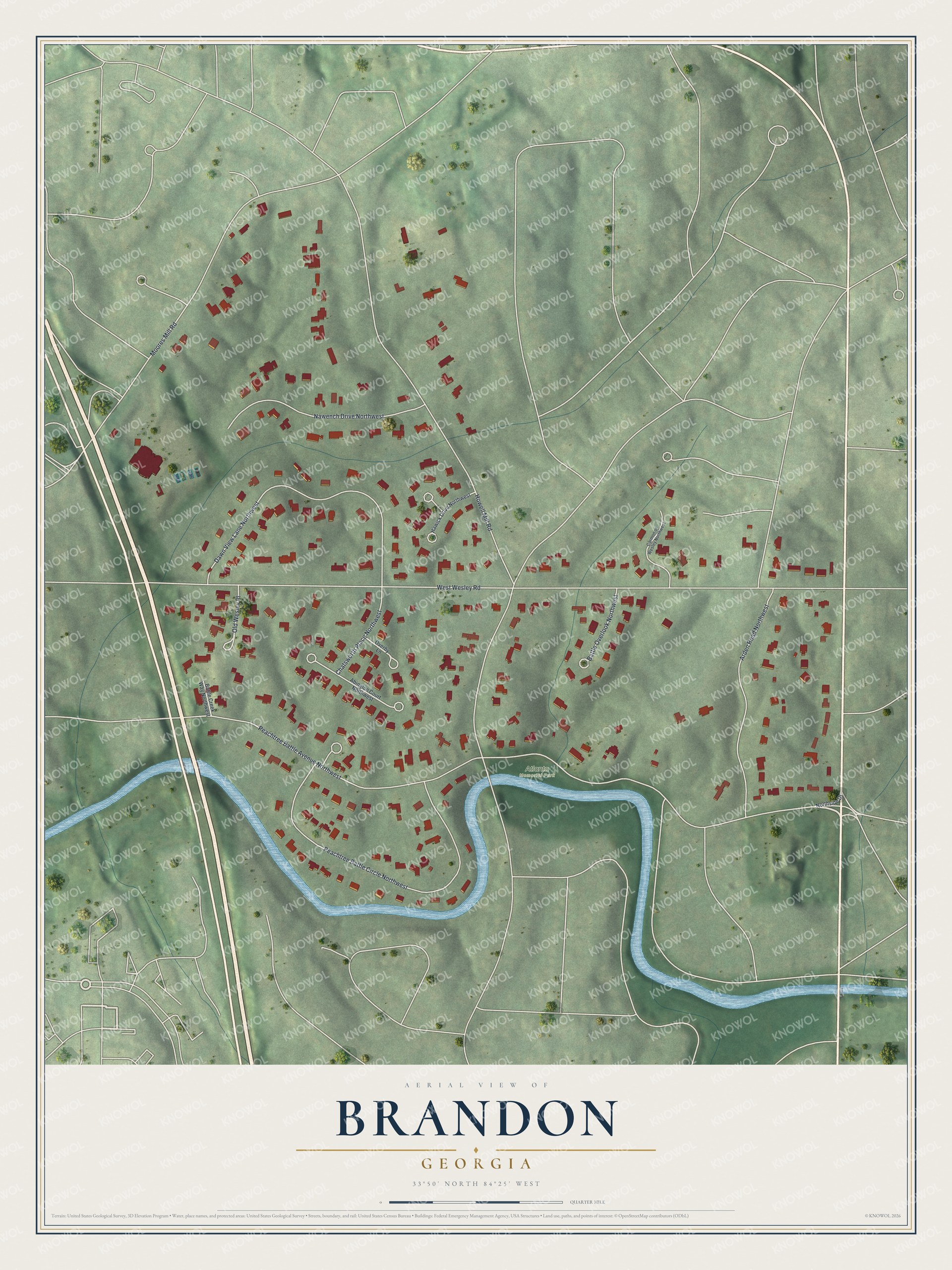 Watermarked full-map preview of Brandon, Georgia