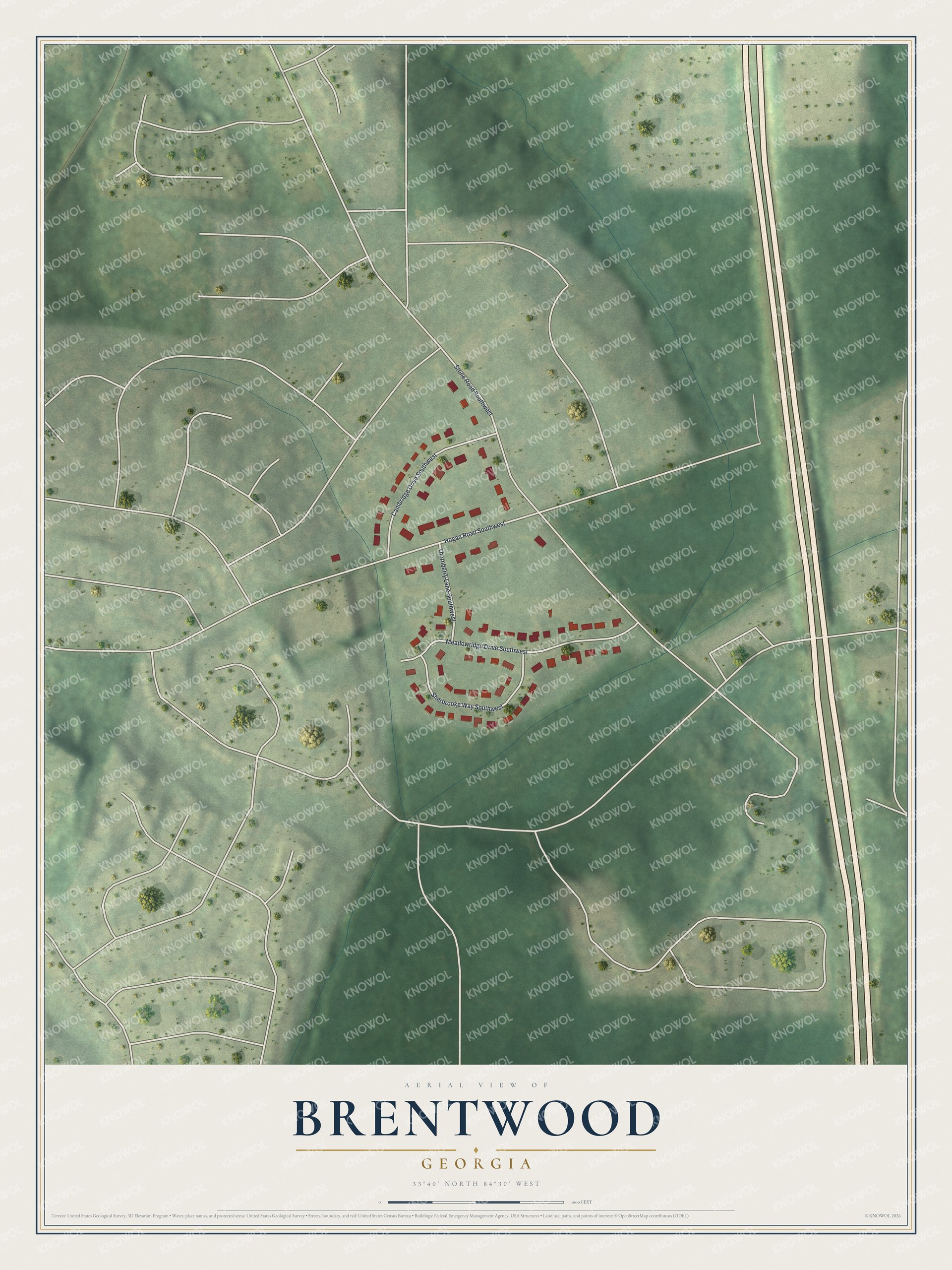 Watermarked full-map preview of Brentwood, Georgia