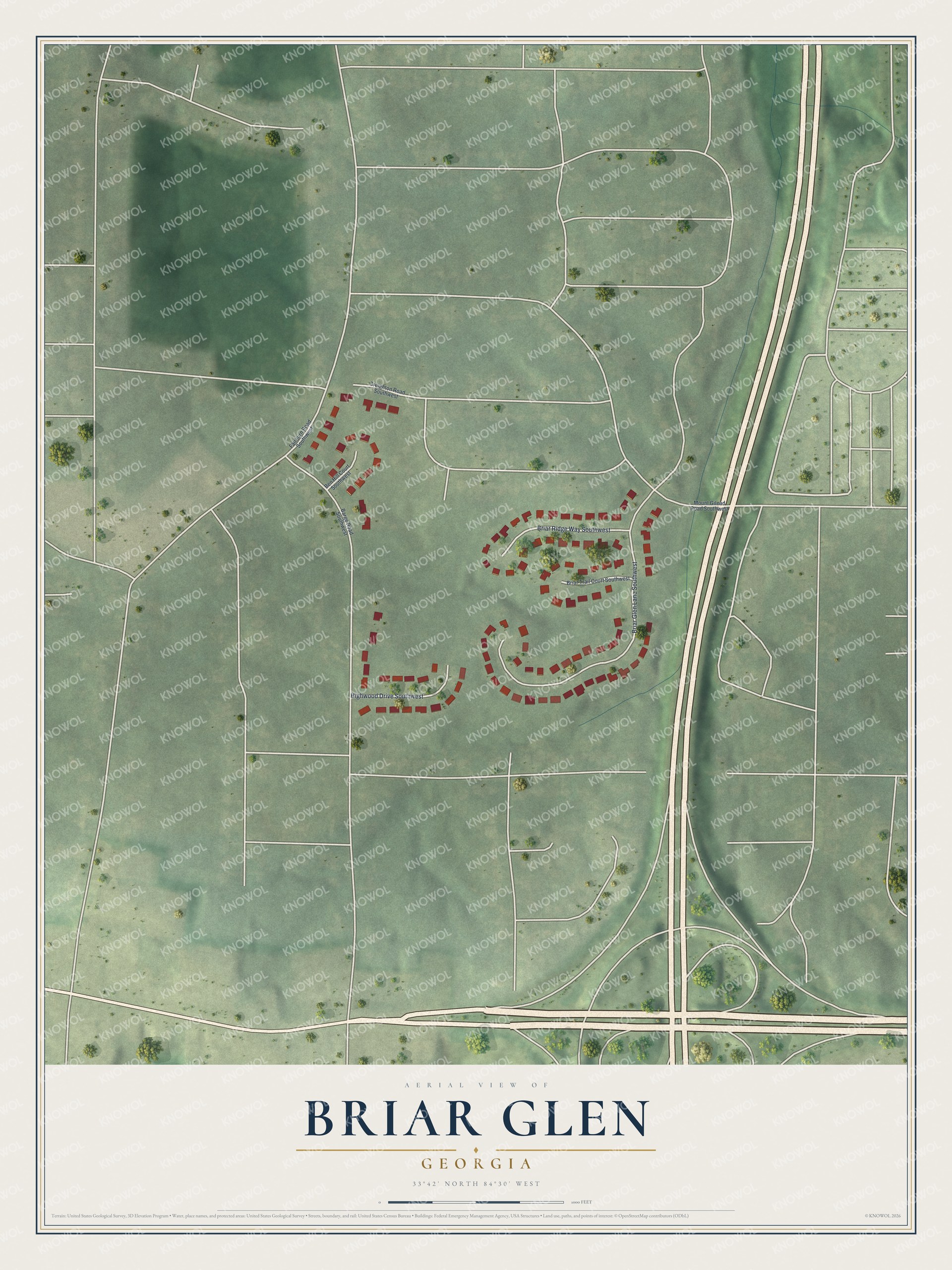 Watermarked full-map preview of Briar Glen, Georgia