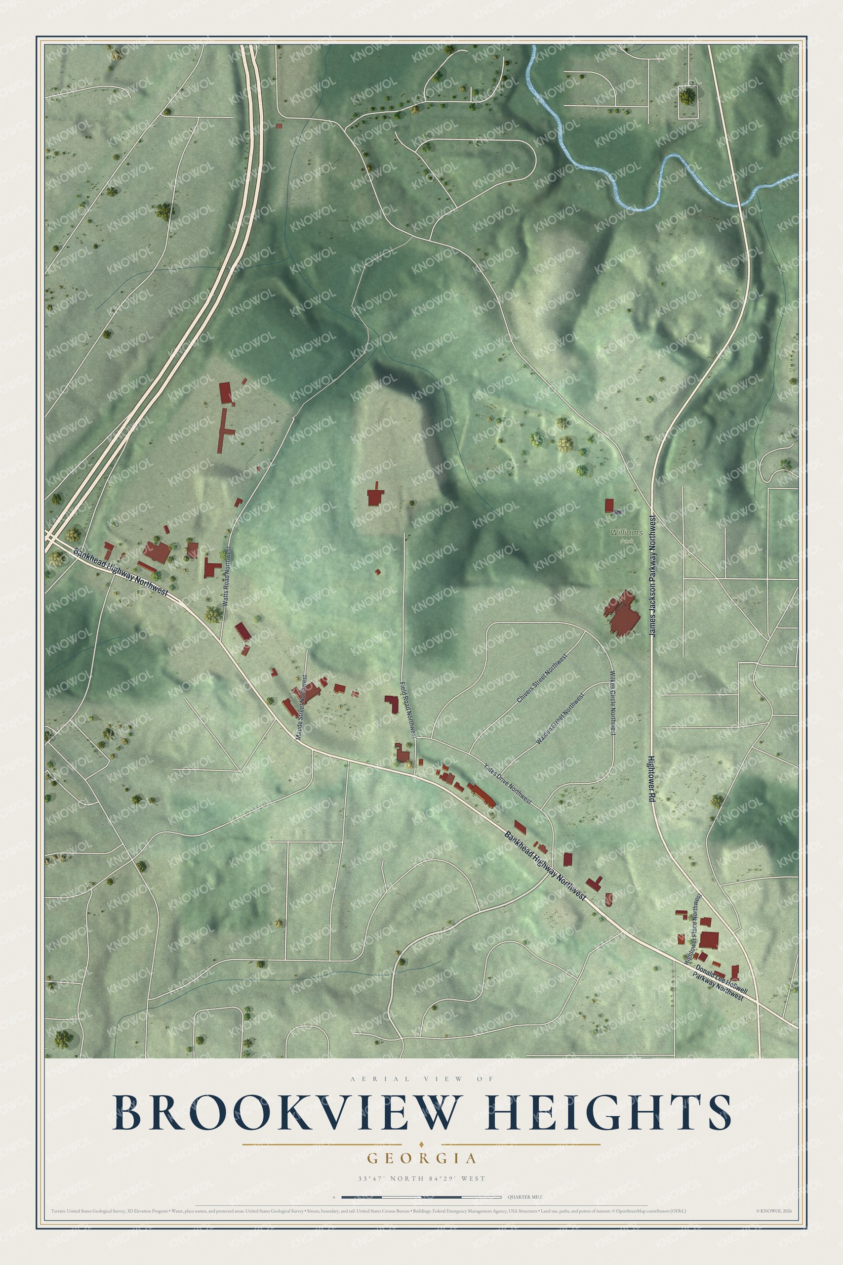 Watermarked full-map preview of Brookview Heights, Georgia
