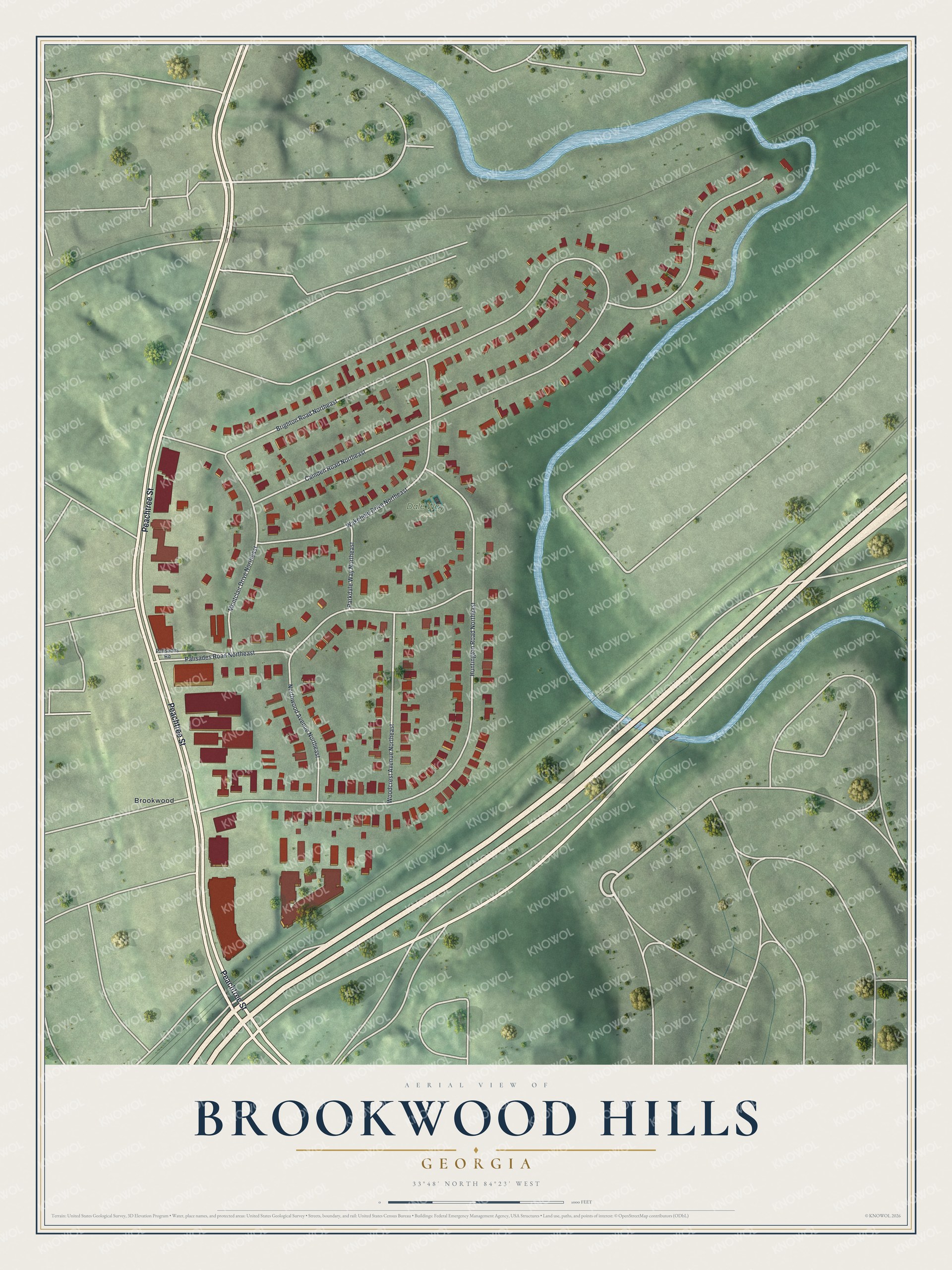 Watermarked full-map preview of Brookwood Hills, Georgia