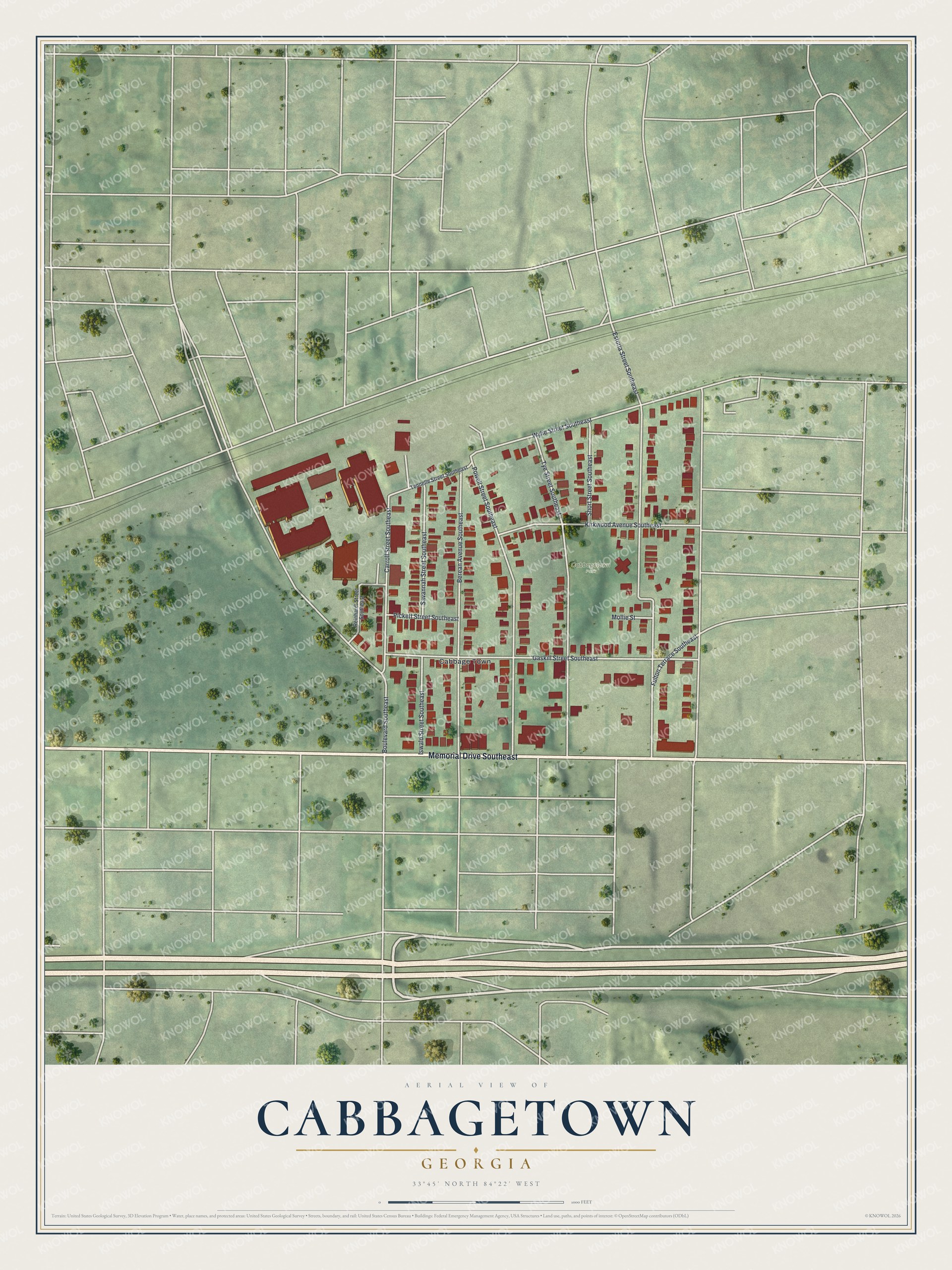 Watermarked full-map preview of Cabbagetown, Georgia