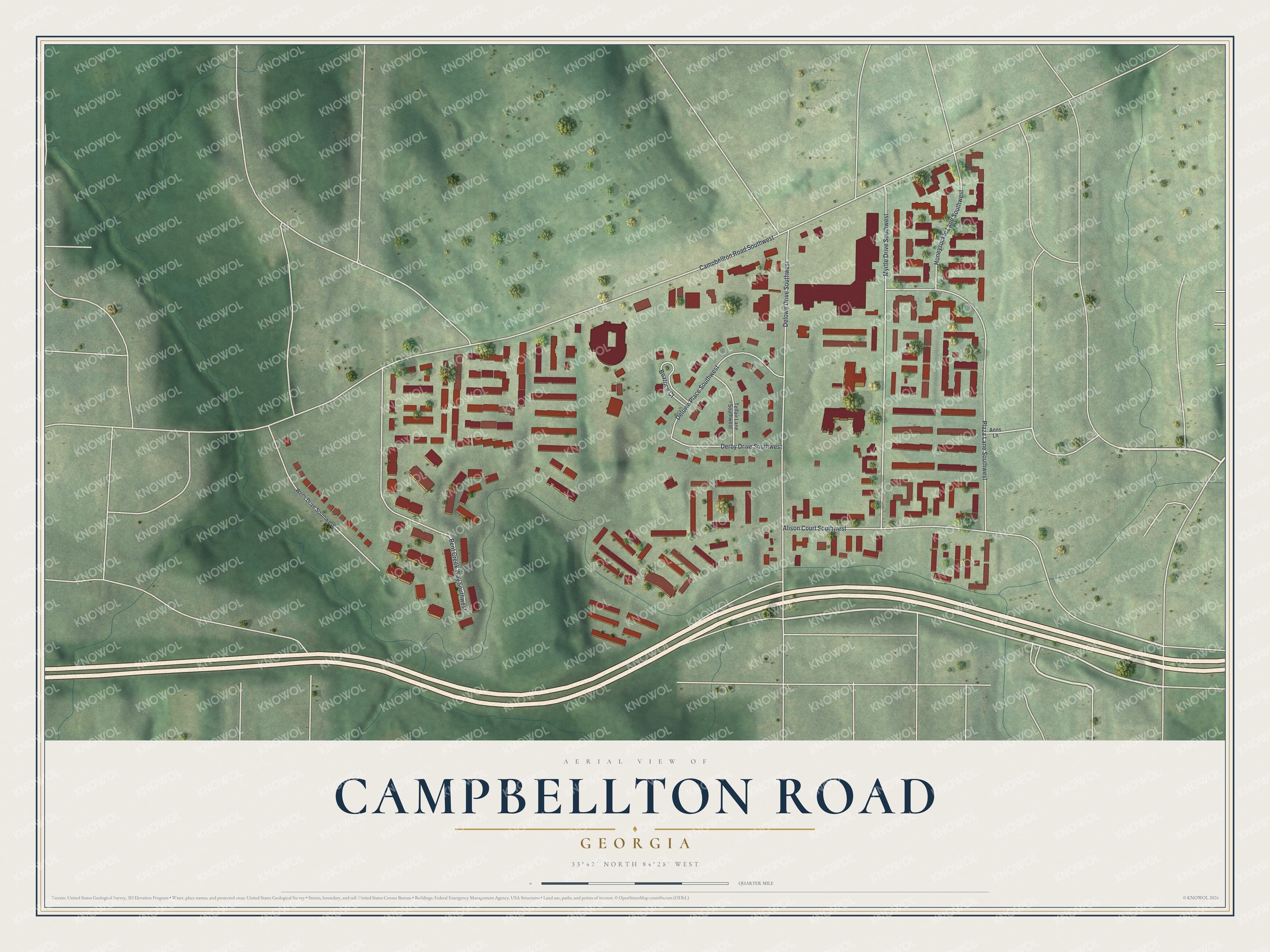 Watermarked full-map preview of Campbellton Road, Georgia