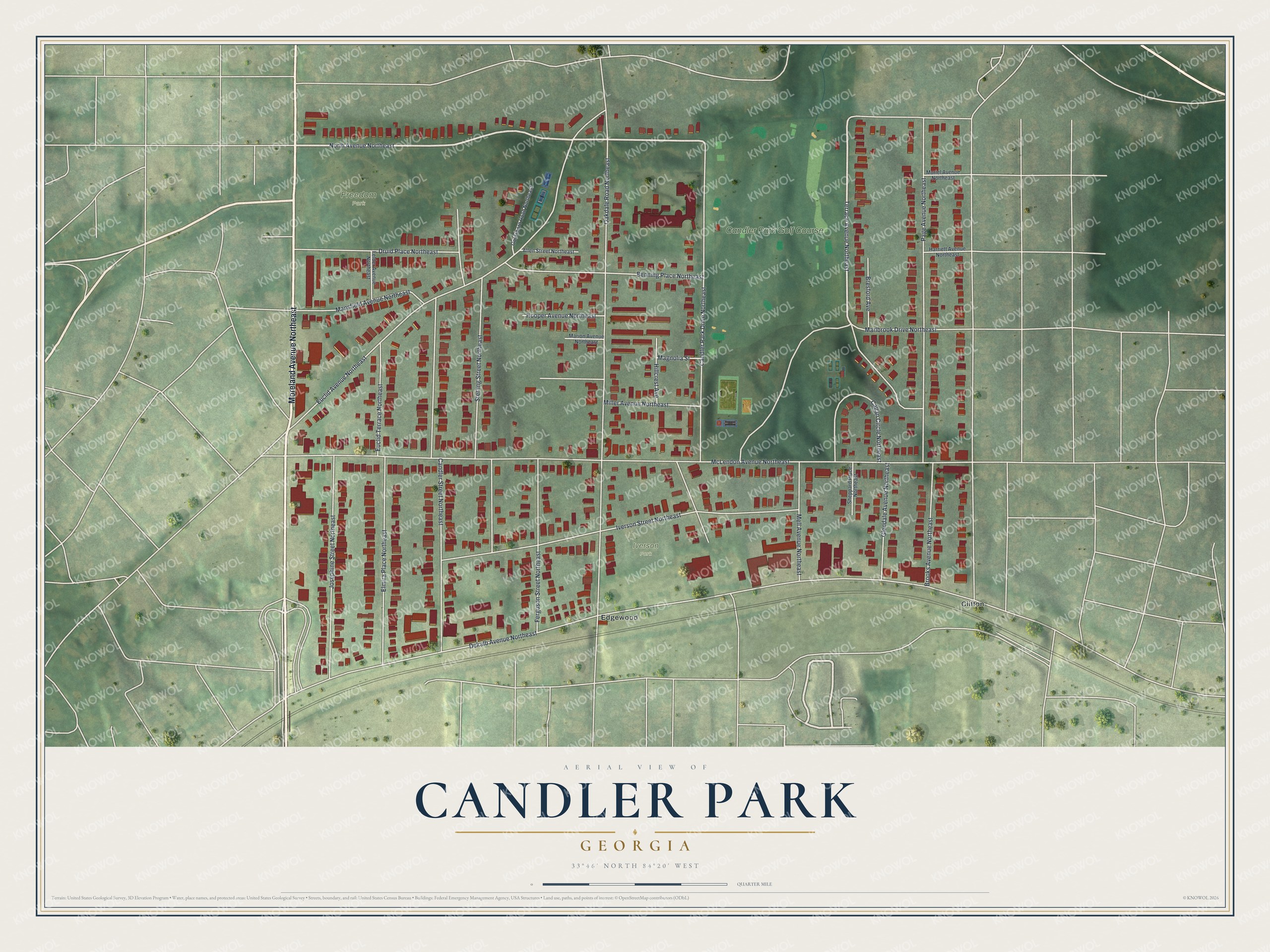 Watermarked full-map preview of Candler Park, Georgia