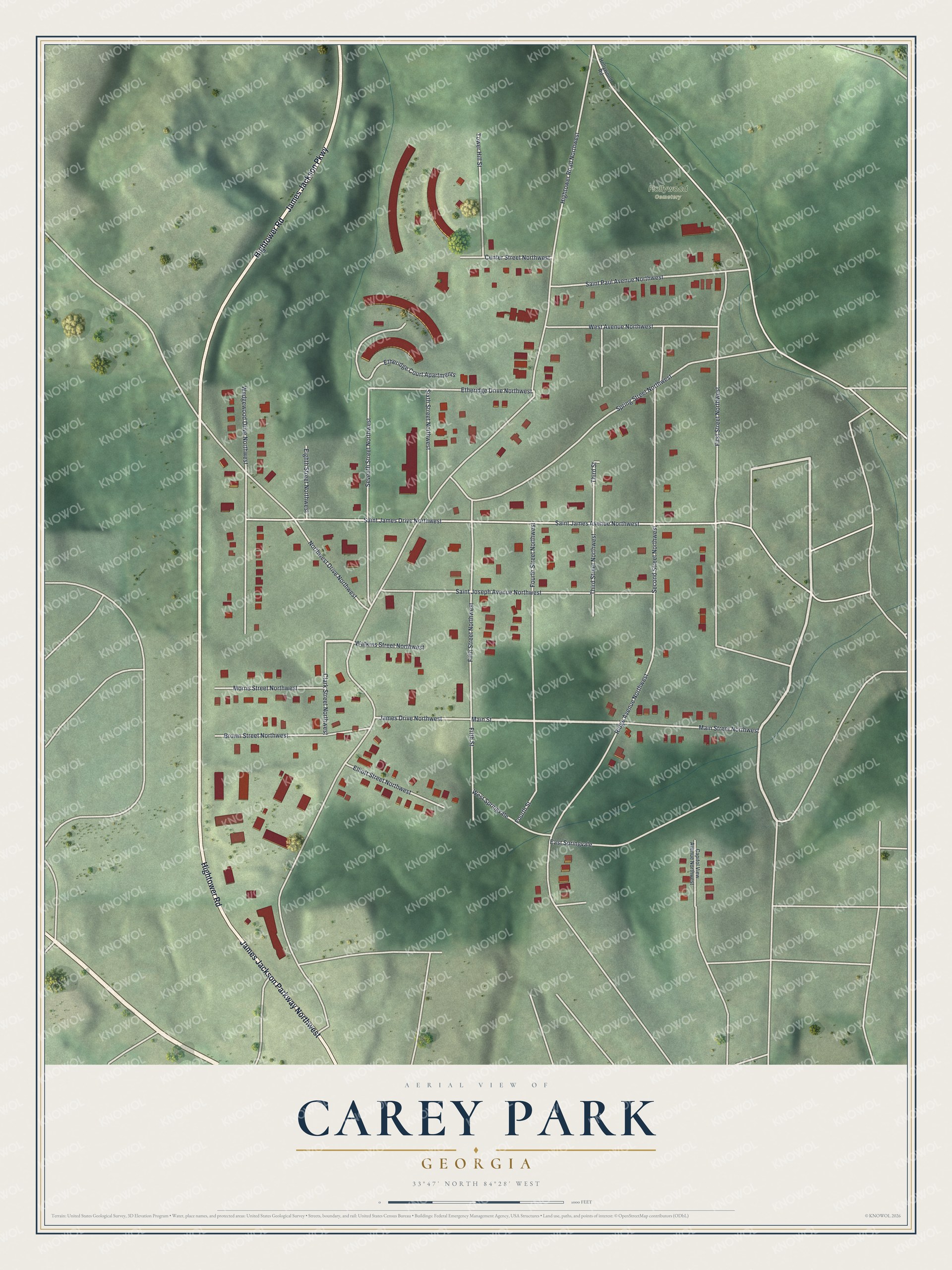 Watermarked full-map preview of Carey Park, Georgia