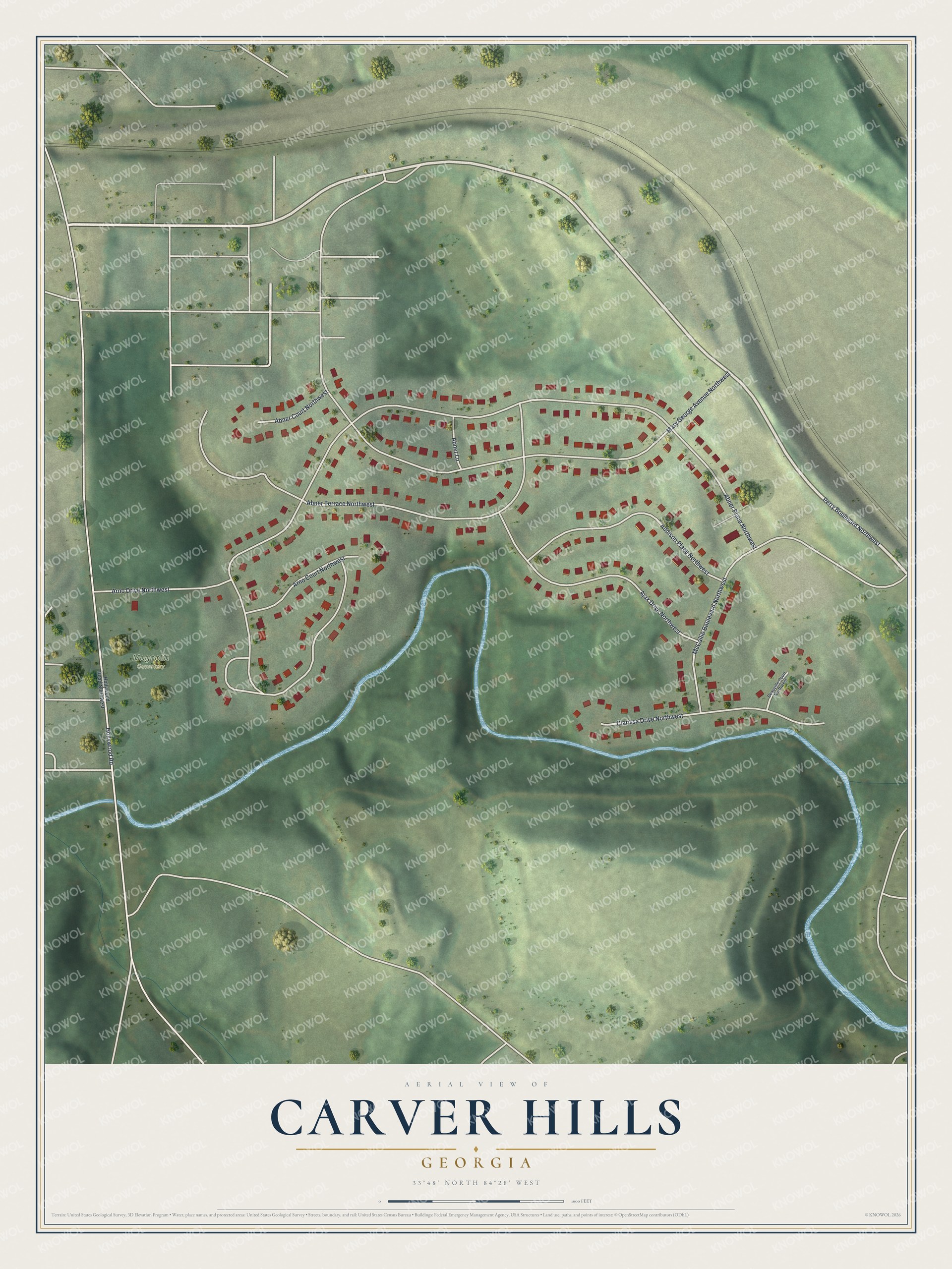 Watermarked full-map preview of Carver Hills, Georgia