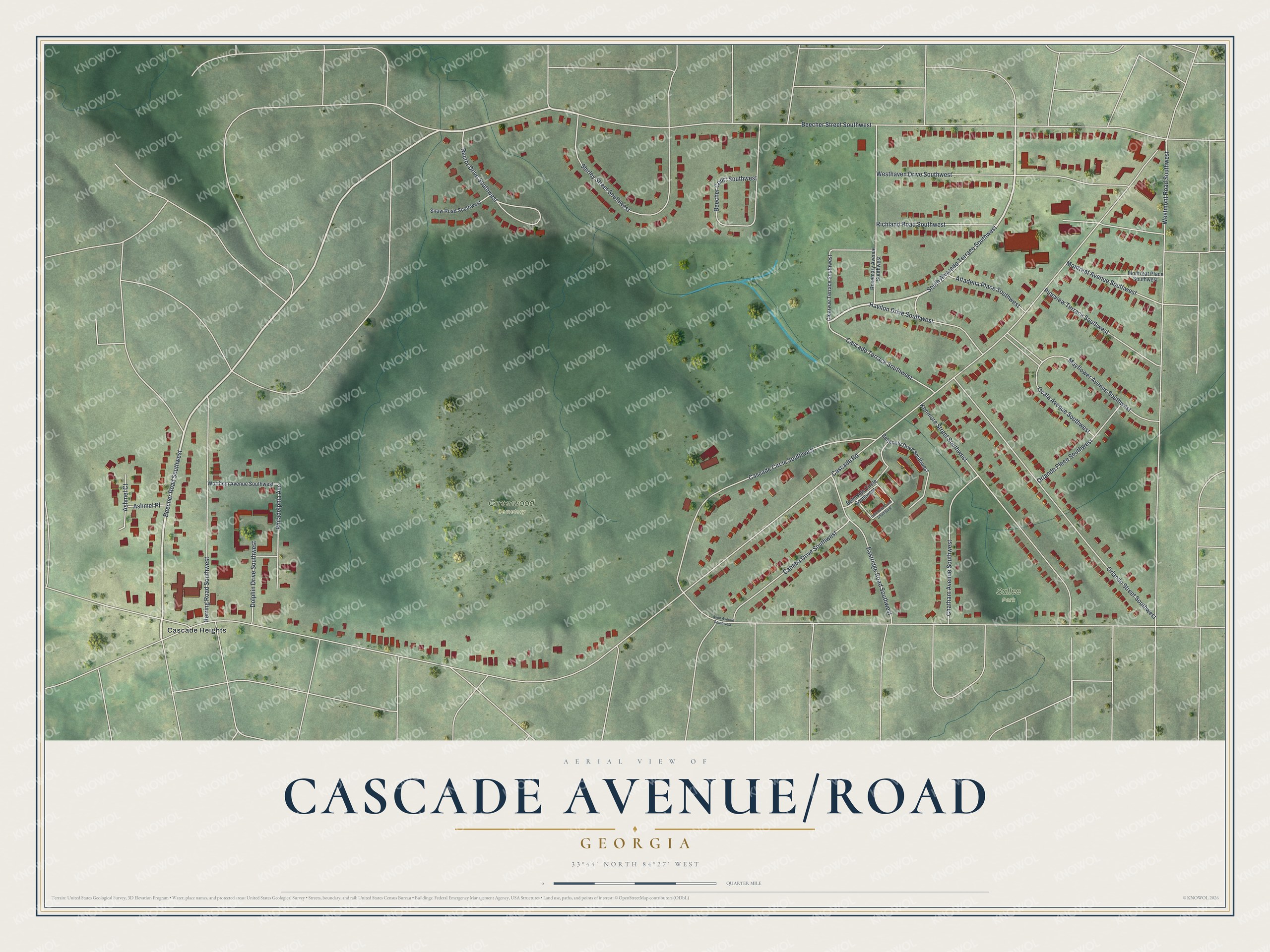 Watermarked full-map preview of Cascade Avenue-Road, Georgia