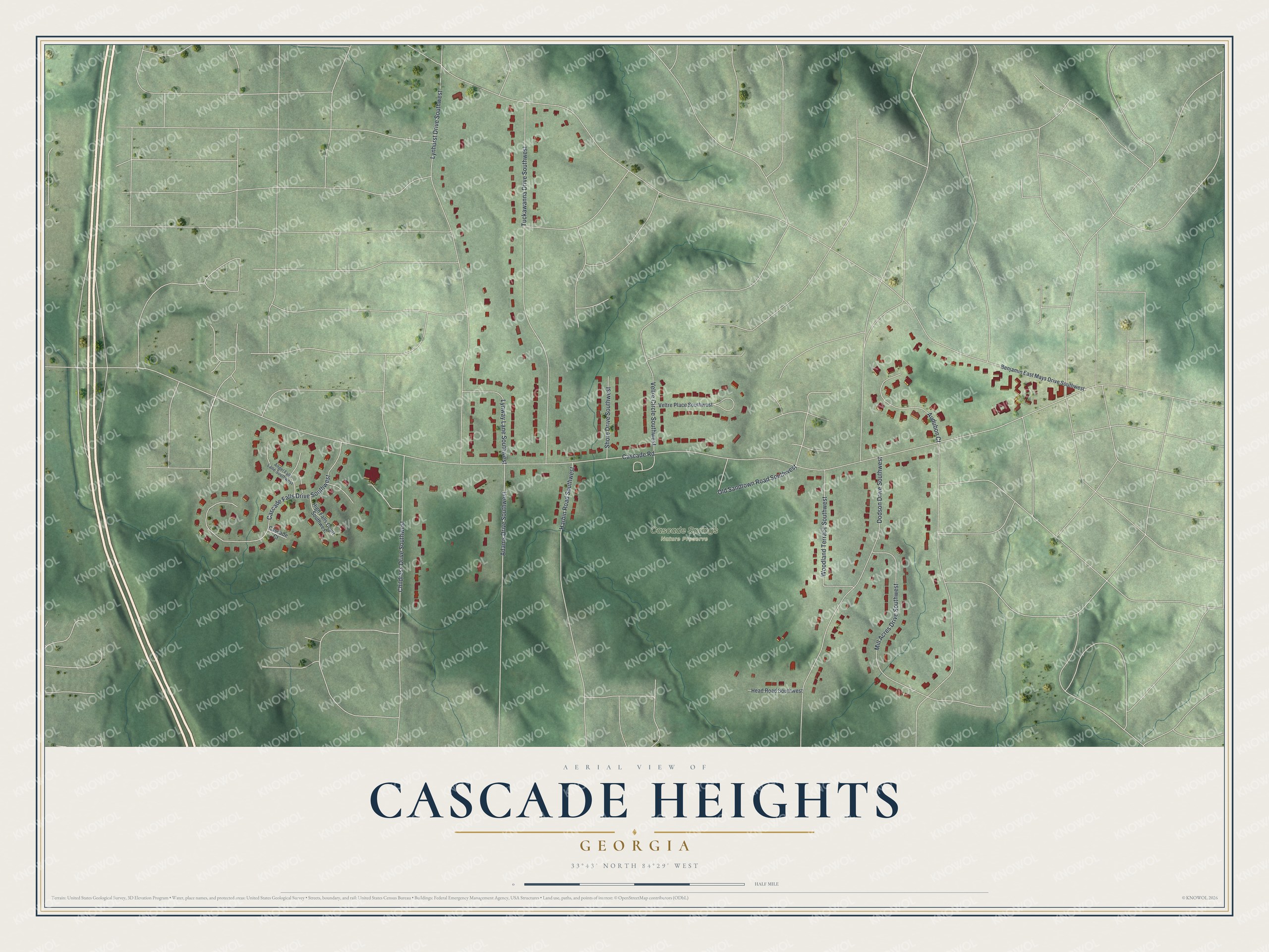 Watermarked full-map preview of Cascade Heights, Georgia