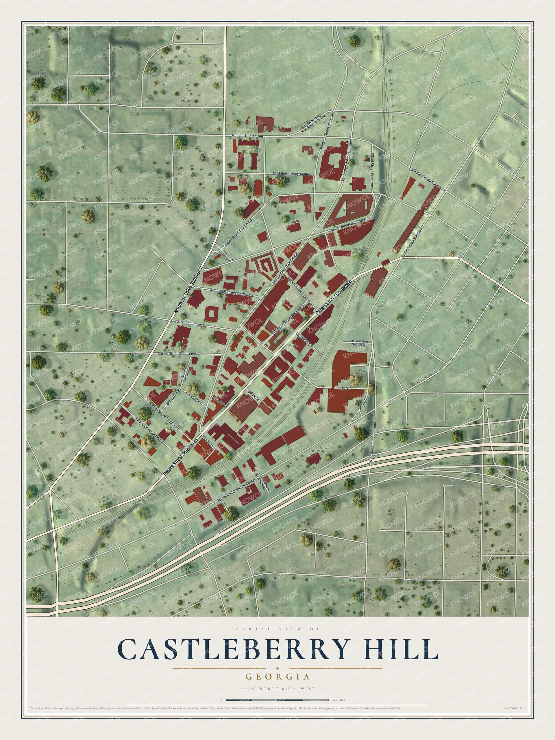 Watermarked full-map preview of Castleberry Hill, Georgia
