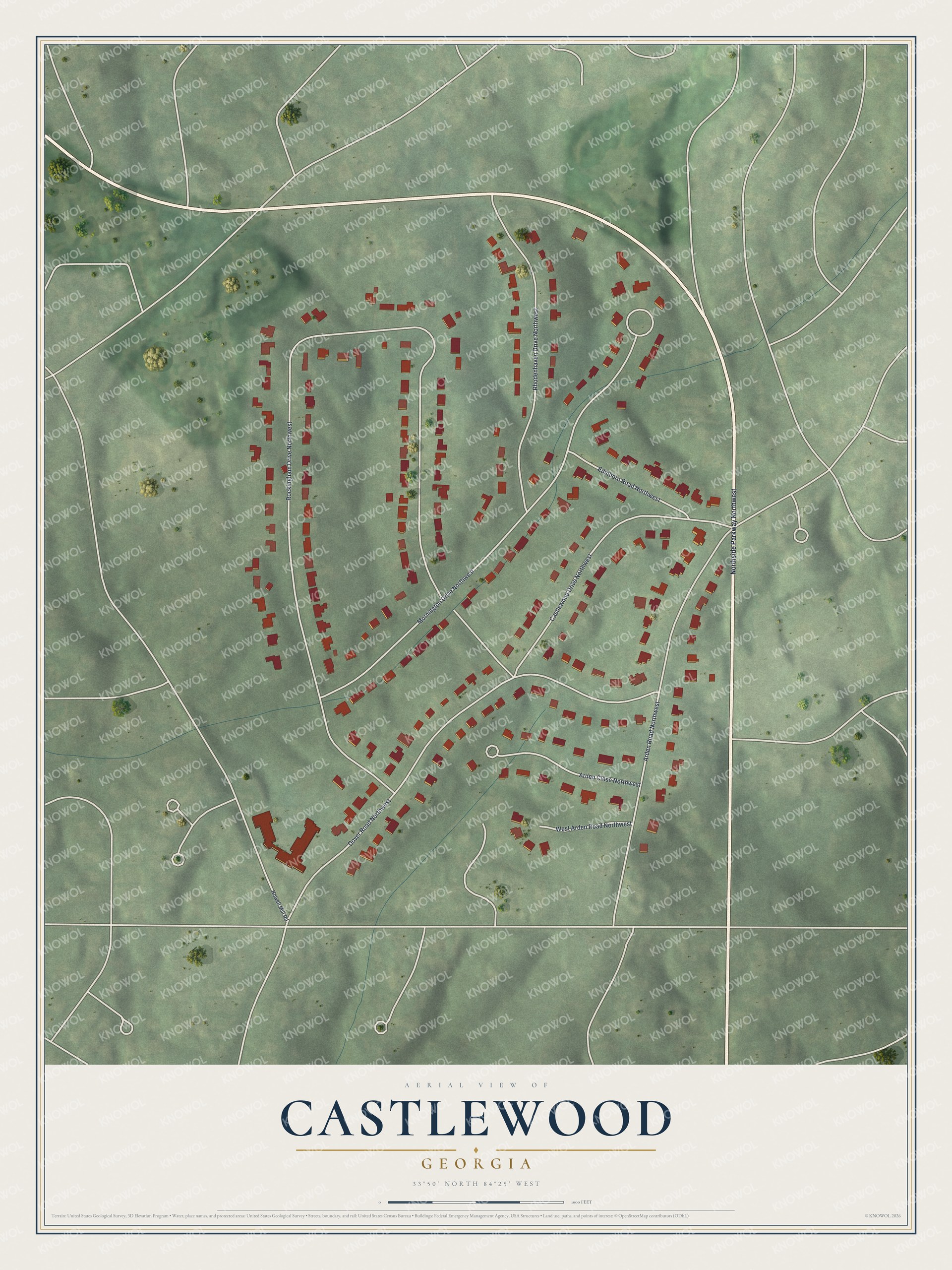 Watermarked full-map preview of Castlewood, Georgia