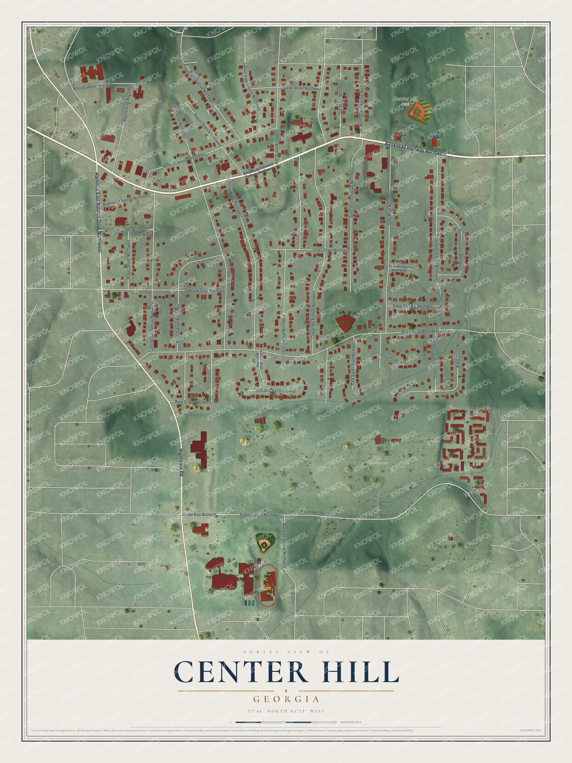 Watermarked full-map preview of Center Hill, Georgia