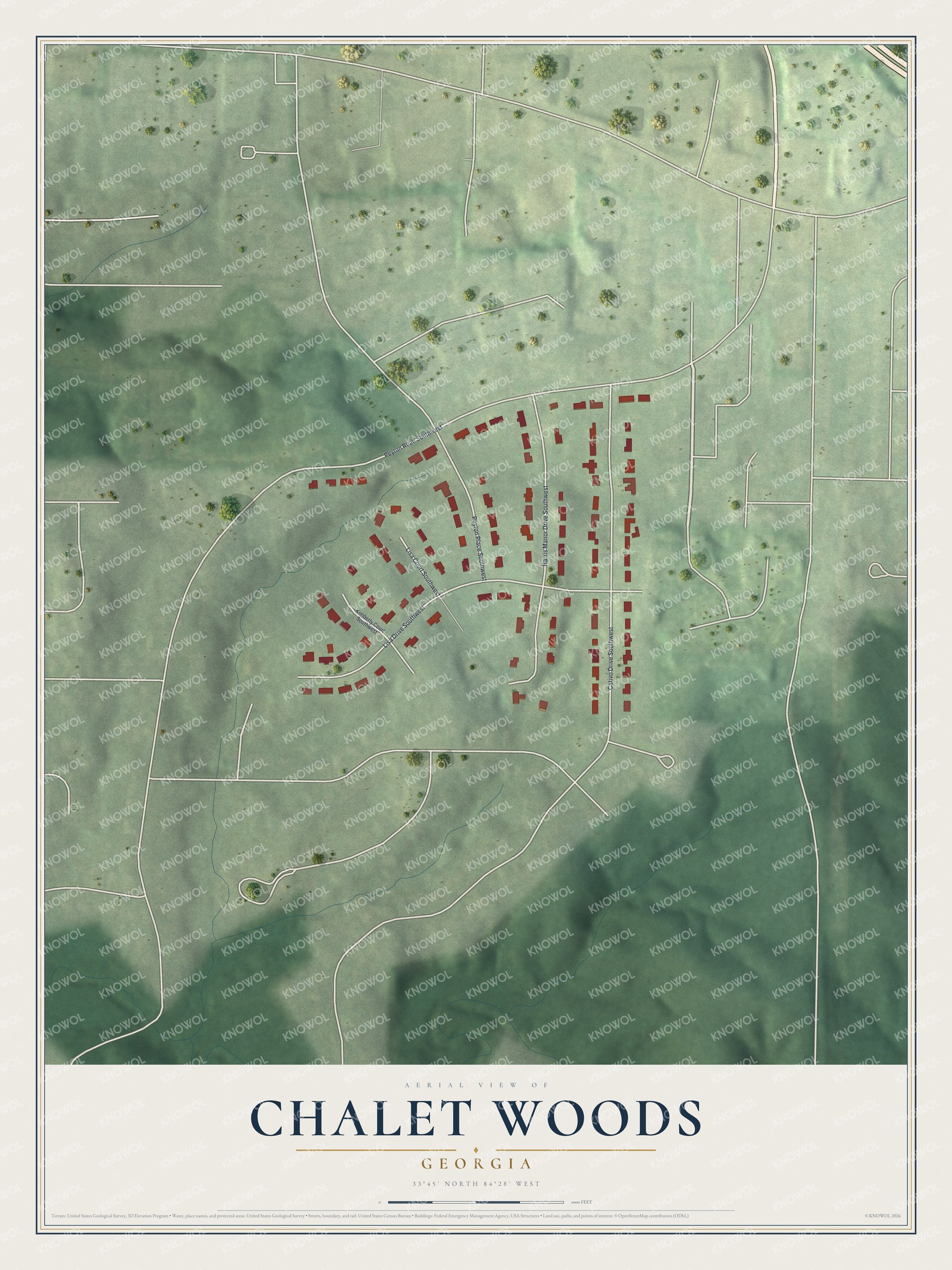 Watermarked full-map preview of Chalet Woods, Georgia